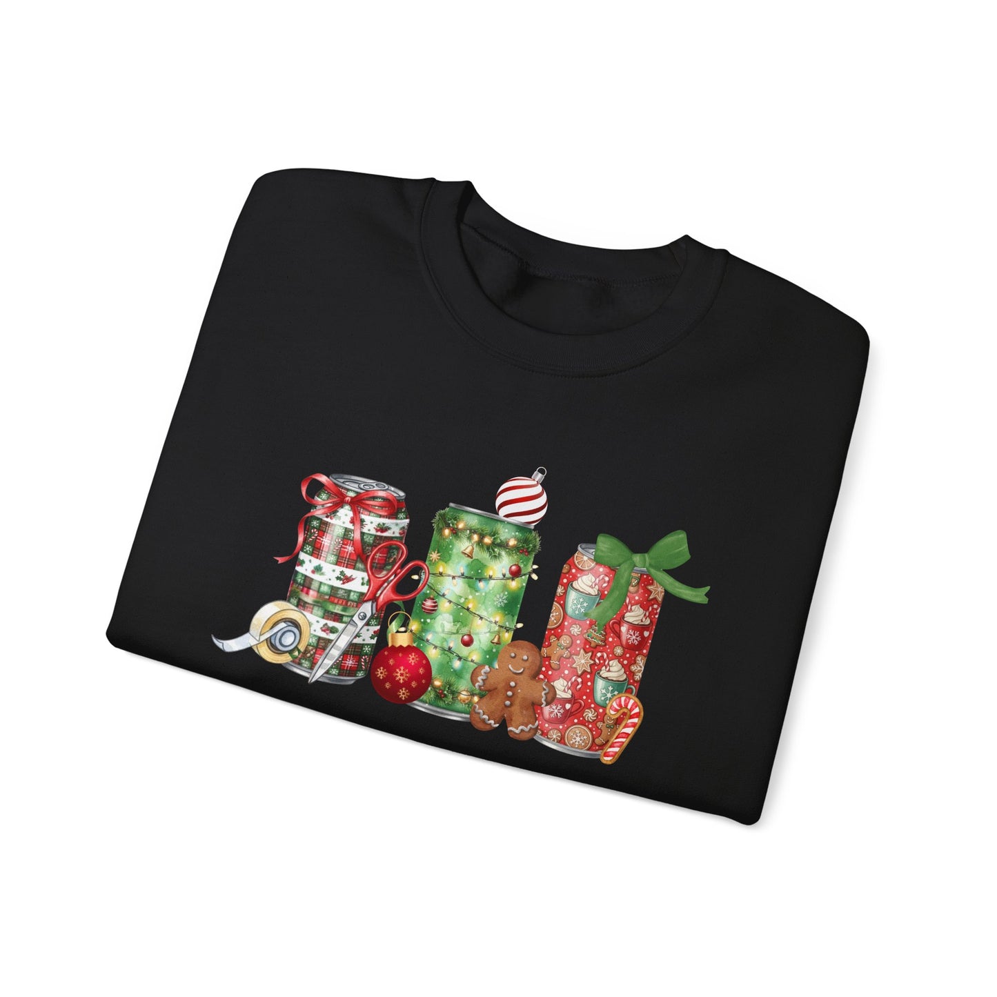 Christmas Soda Crewneck Sweatshirt | Festive Holiday Energy Drink Design | Heavy Blend Cozy Red,Green, Navy, Black, Pink Christmas Sweater for Winter Parties & Gifts