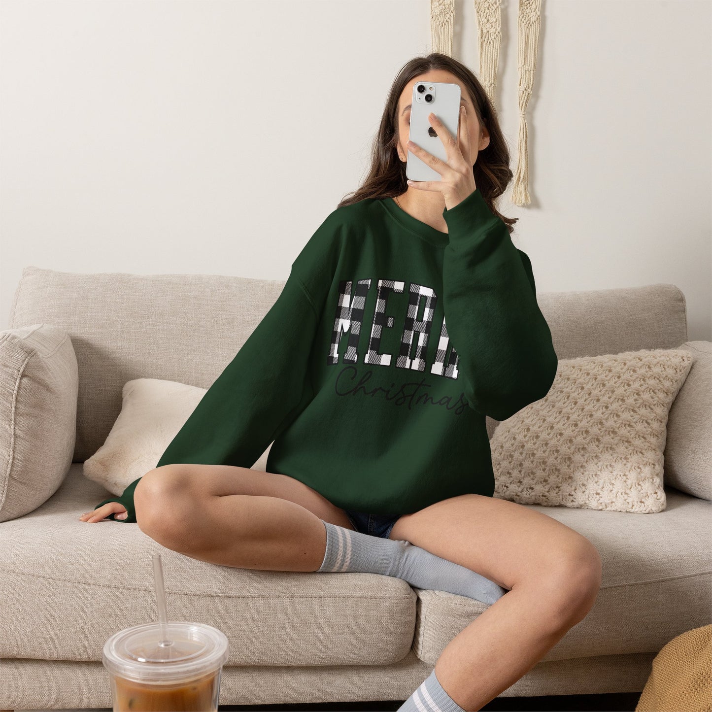 Merry Christmas Buffalo Plaid Crewneck Sweatshirt