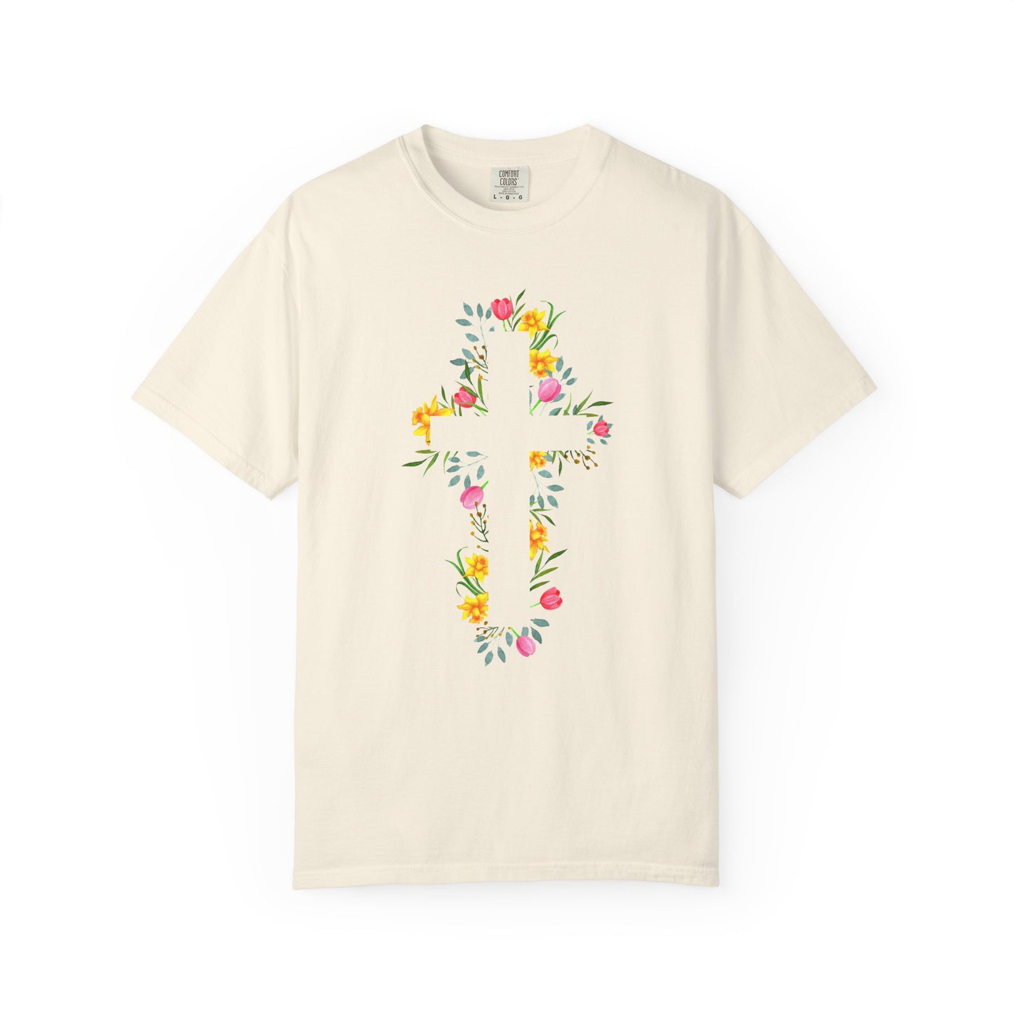 Floral Cross T-Shirt — Christian Faith Tee with Watercolor Flowers