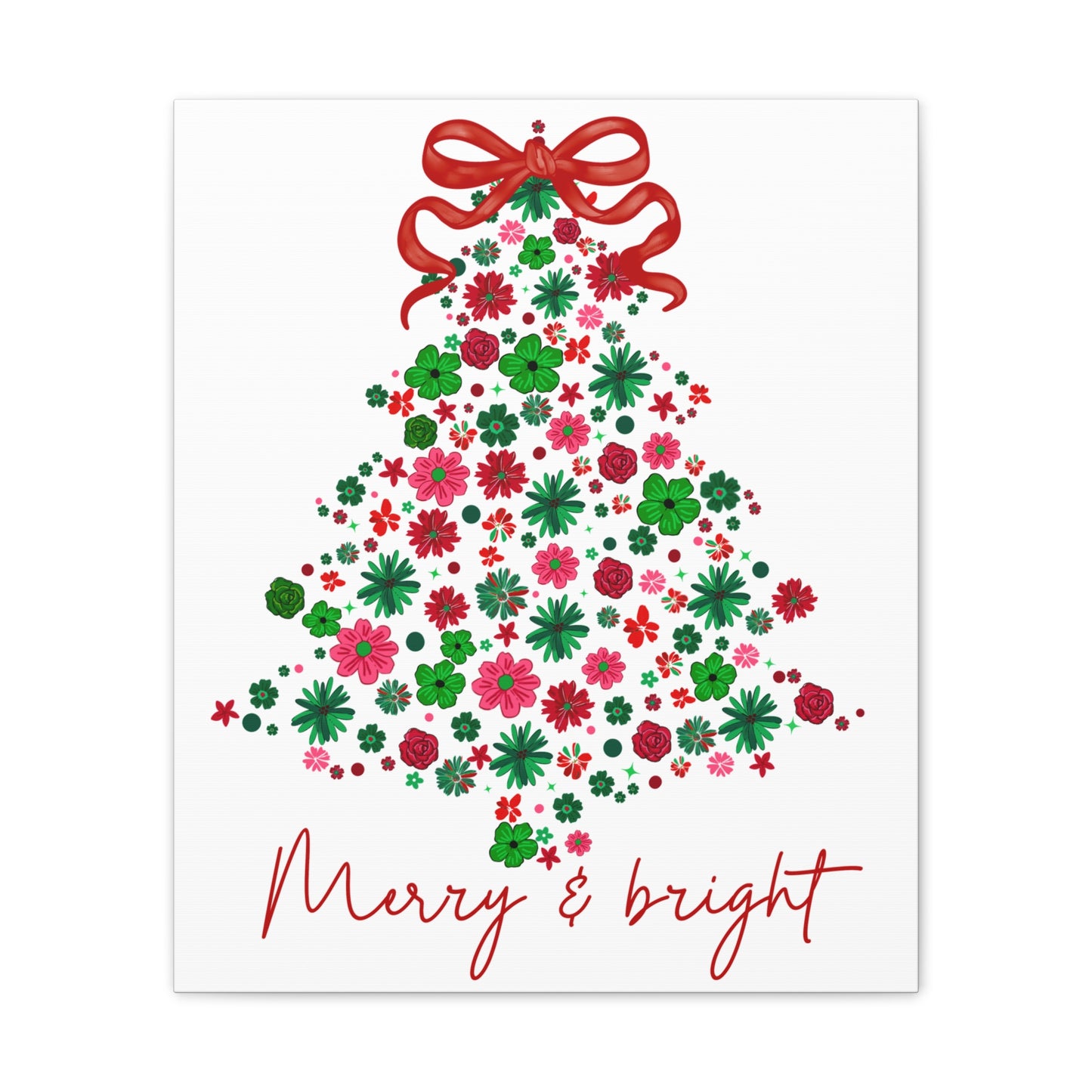 Festive Canvas Wall Art - Merry & Bright Christmas Tree