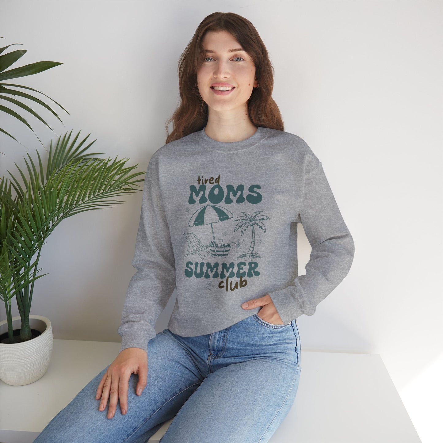 Tired Moms Summer Club Crewneck • Beach Vacation Mom Sweatshirt • Pool Day Mama Cozy Sweatshirt