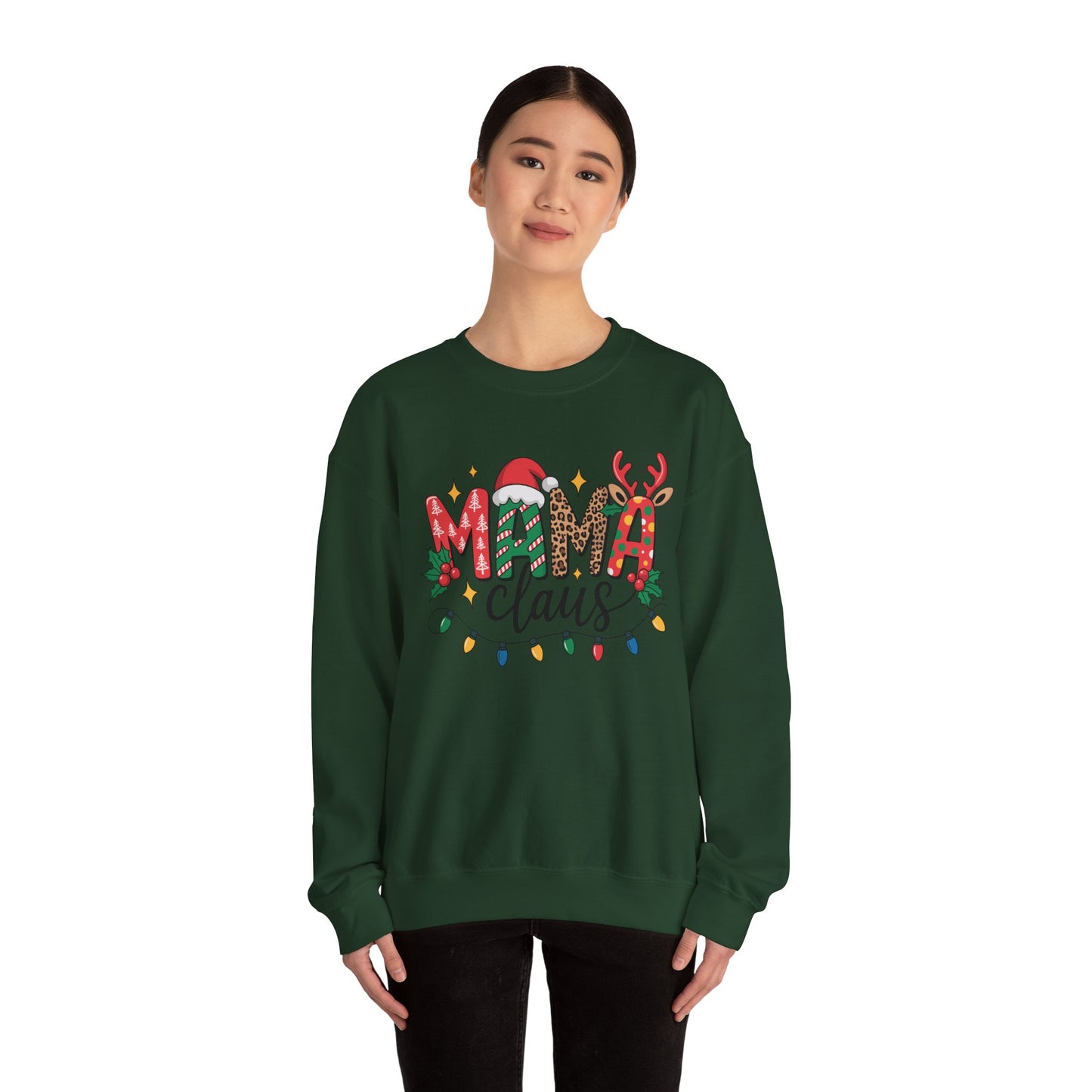 Festive Mama Claus Sweatshirt, Christmas Sweatshirt, Holiday Apparel, Gift for Mom, Cozy Crewneck