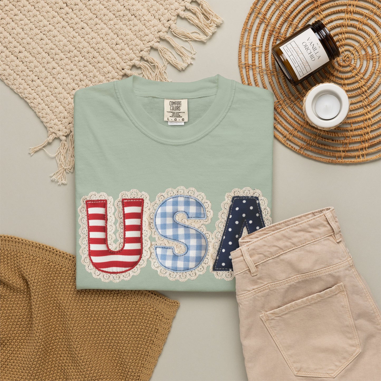 USA Patchwork Shirt • Preppy Patriotic Tee • Coquette Americana Top • Red White Blue Outfit Shirt