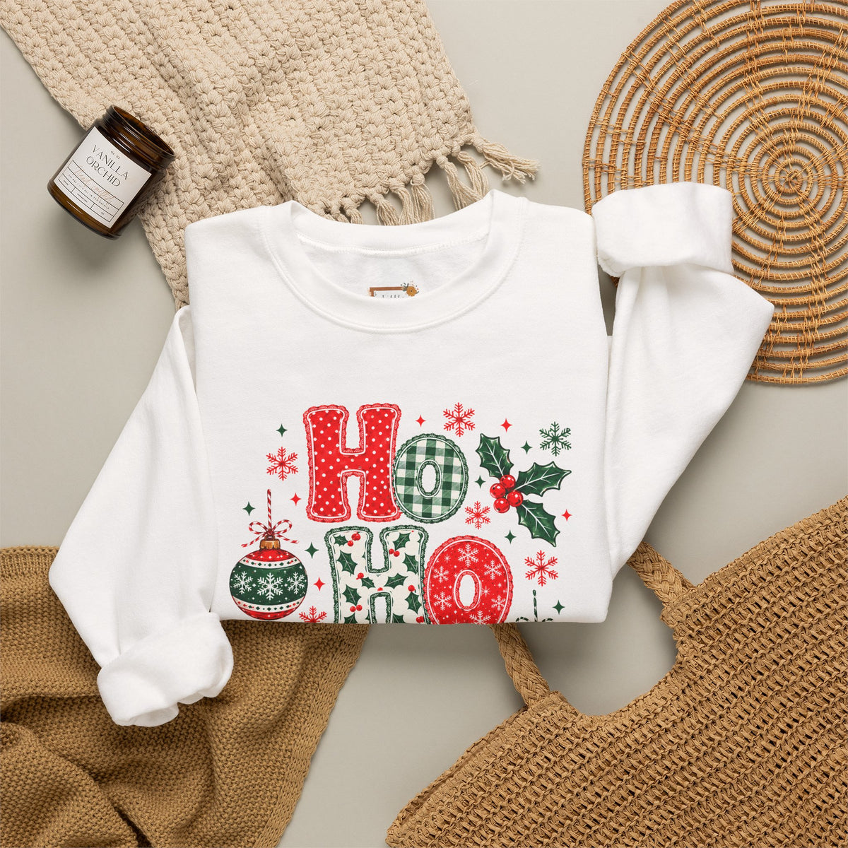 Ho Ho Ho Christmas Sweatshirt, Retro Christmas Crewneck, Gildan Holiday Sweatshirt, Festive Christmas Sweater, Christmas Gift