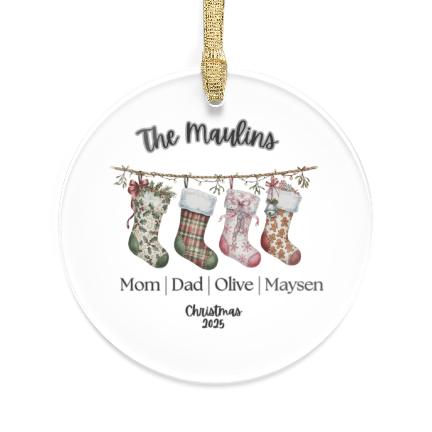 Family Stockings Christmas Acrylic Ornaments