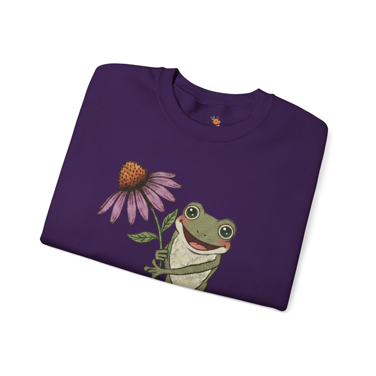 Spring Cottage Frog Sweatshirt • Whimsical Garden Wildflower Crewneck • Cottagecore Floral Pullover