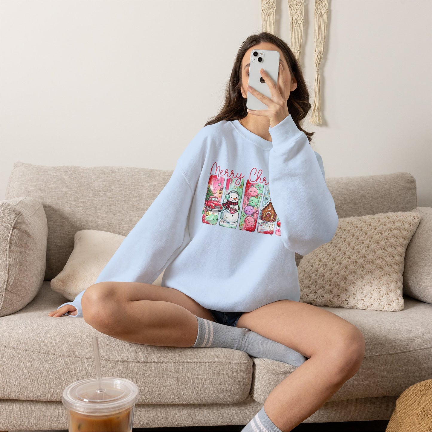 Christmas Patch Crewneck Sweatshirt — ‘Merry Christmas’ Holiday Graphic