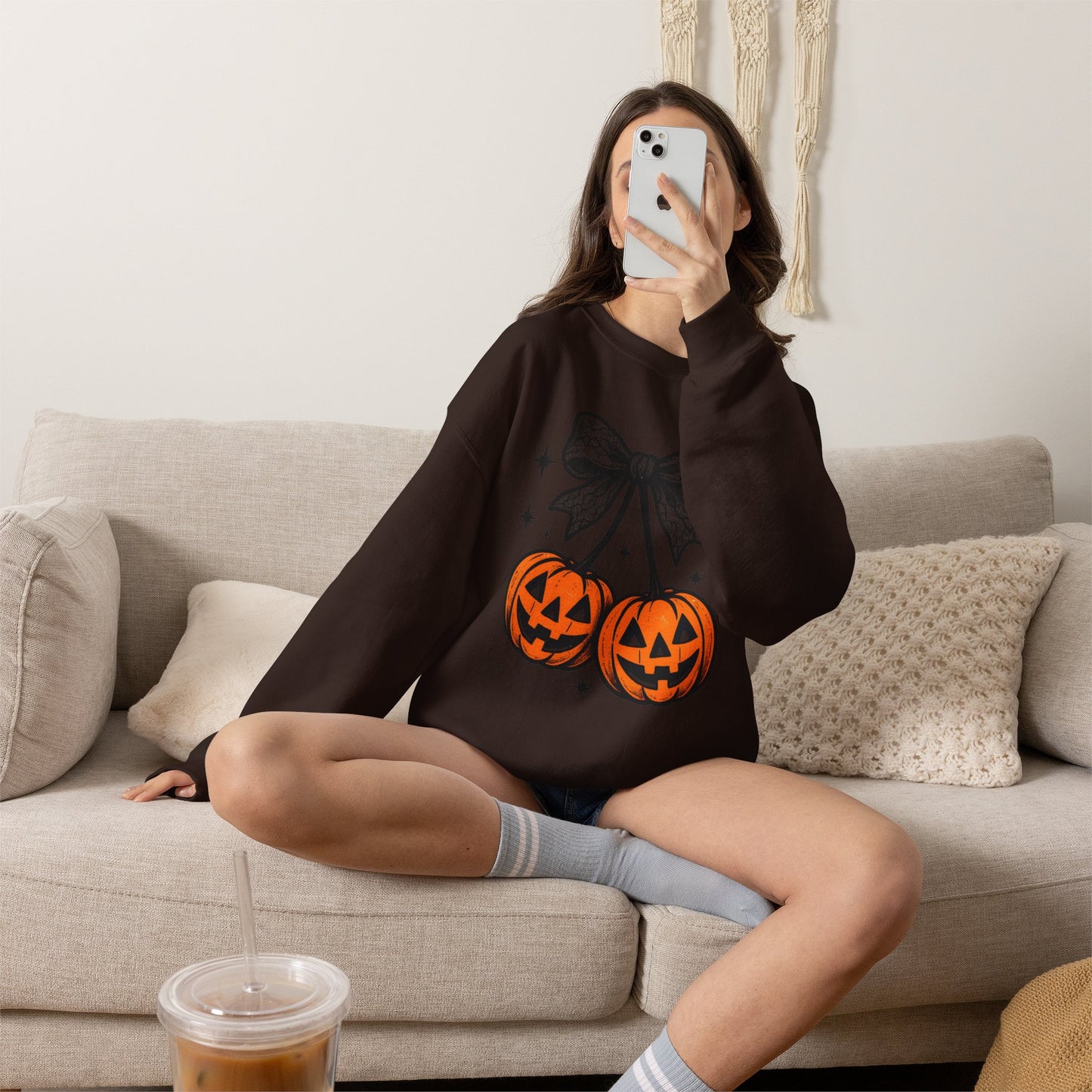 Halloween Pumpkin Pair Crewneck Sweatshirt