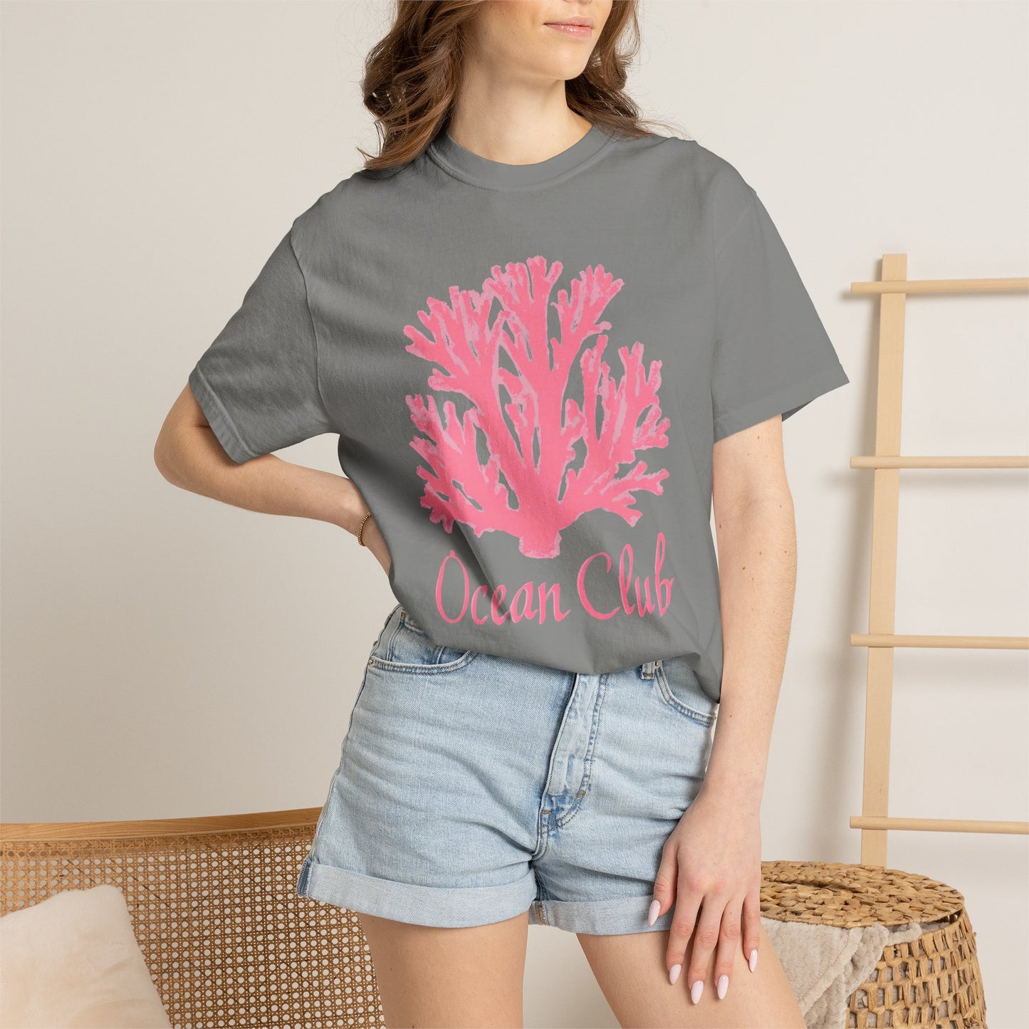Ocean Club Summer Shirt • Pink Coral Beach Tee • Coastal Vacation Graphic Shirt • Beach Trip Outfit