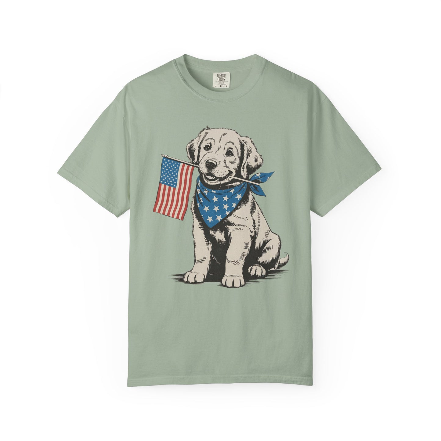 4th of July Patriotic Dog Puppy Tee • Americana Dog Lover Graphic • Red White Blue Flag Shirt