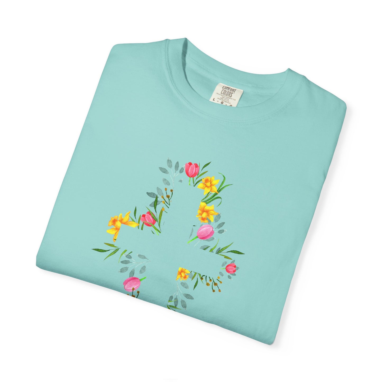 Floral Cross T-Shirt — Christian Faith Tee with Watercolor Flowers