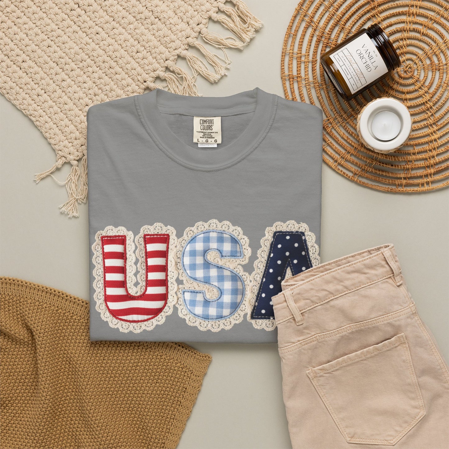 USA Patchwork Shirt • Preppy Patriotic Tee • Coquette Americana Top • Red White Blue Outfit Shirt