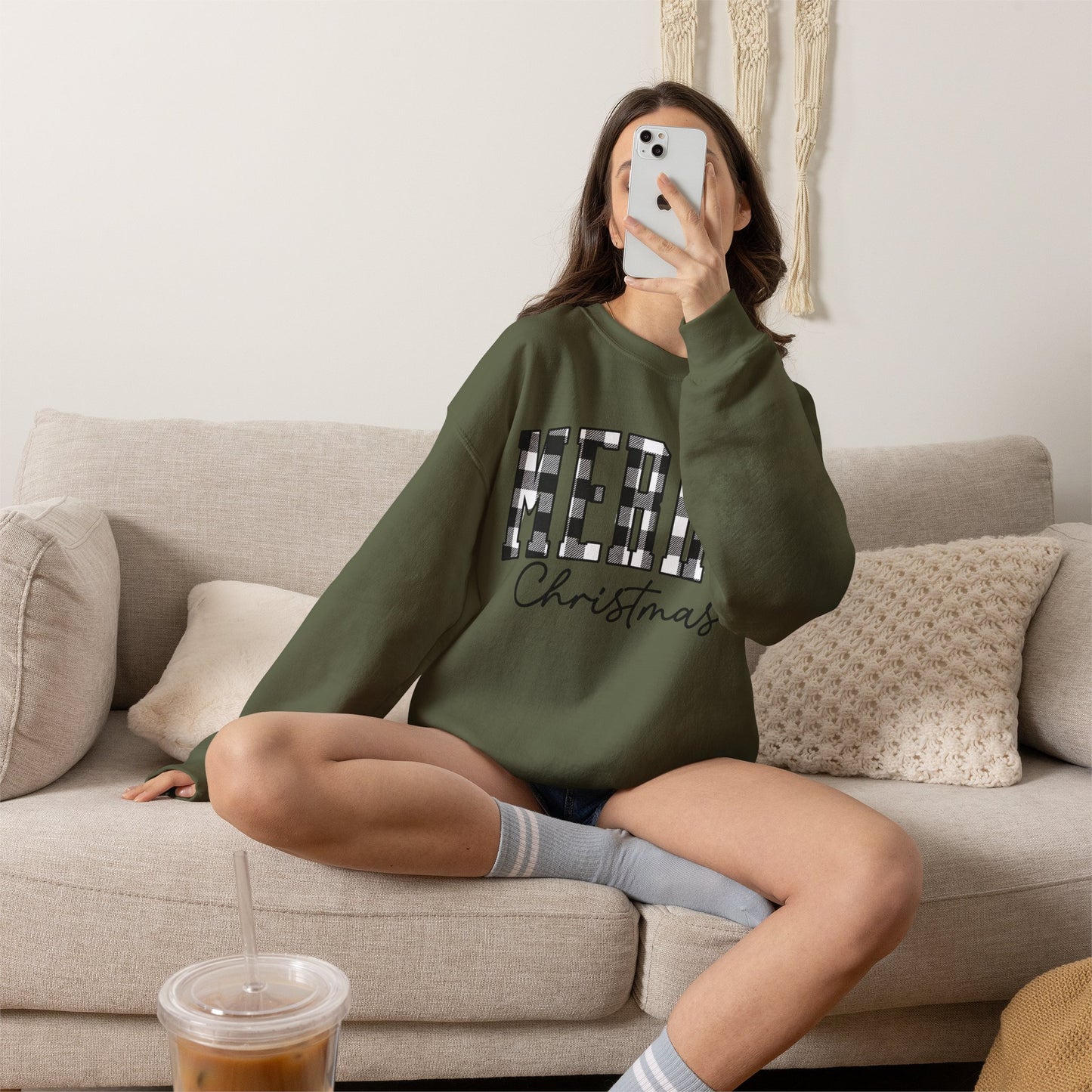 Merry Christmas Buffalo Plaid Crewneck Sweatshirt