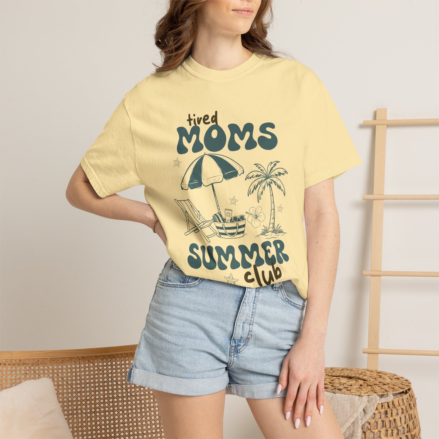 Tired Moms Summer Club Beach Mom Graphic Tee • Summer Vacation Shirt • Pool Day Mama Outfit • Coastal Summer Tee