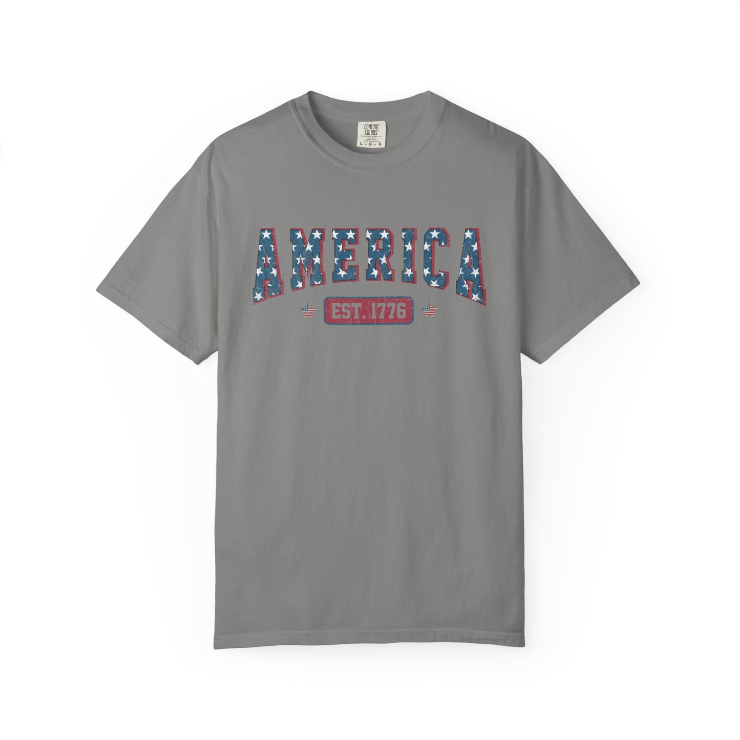 America Est 1776 T-Shirt • Vintage Patriotic Graphic Tee • Red White Blue Fourth of July Shirt
