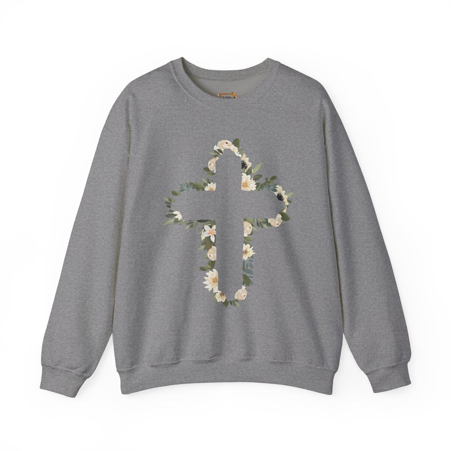 Floral Cross Crewneck Sweatshirt — Christian Faith Floral Pullover