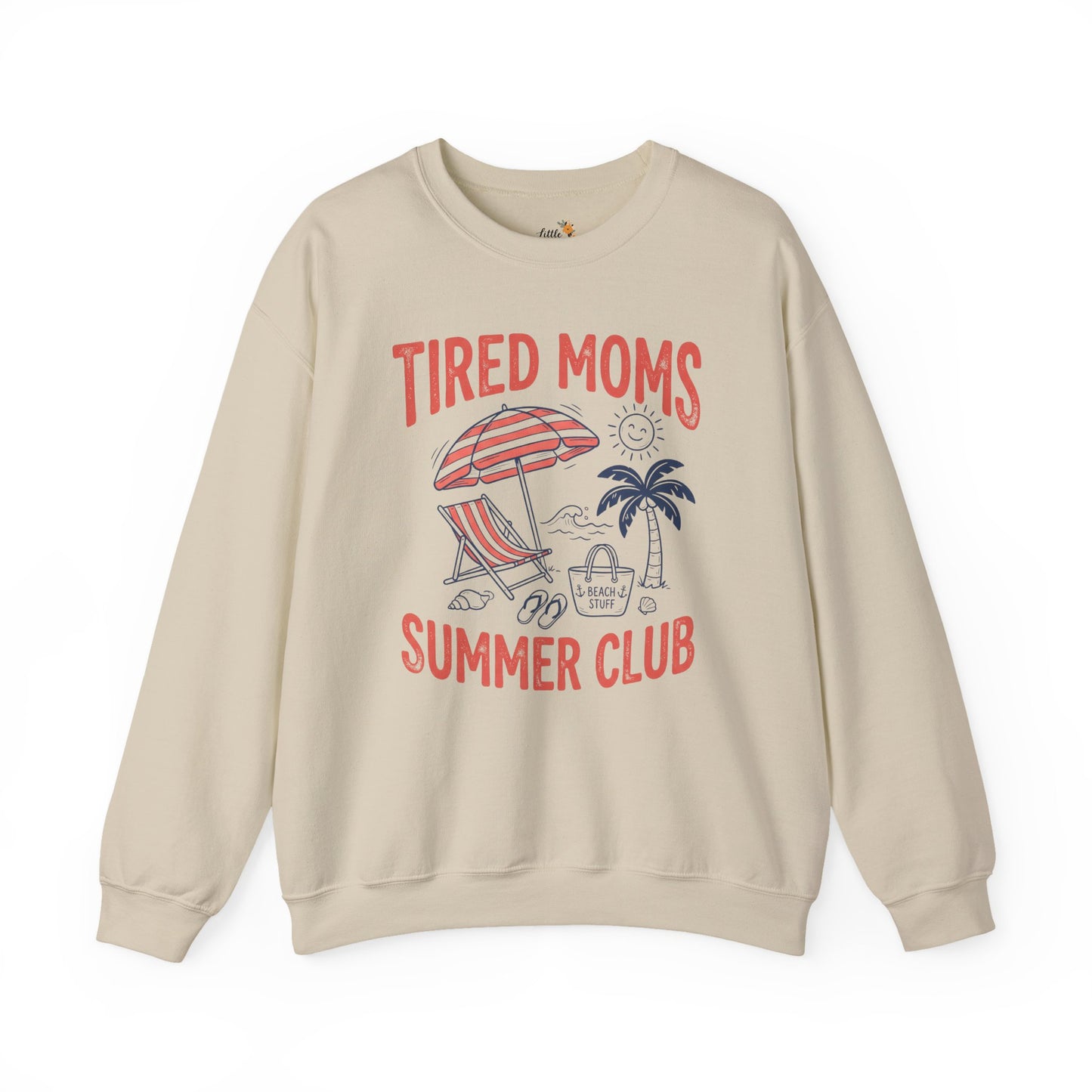 Tired Moms Summer Club Sweatshirt • Beach Mom Crewneck • Summer Mama Graphic Sweatshirt • Coastal Vacation Pullover