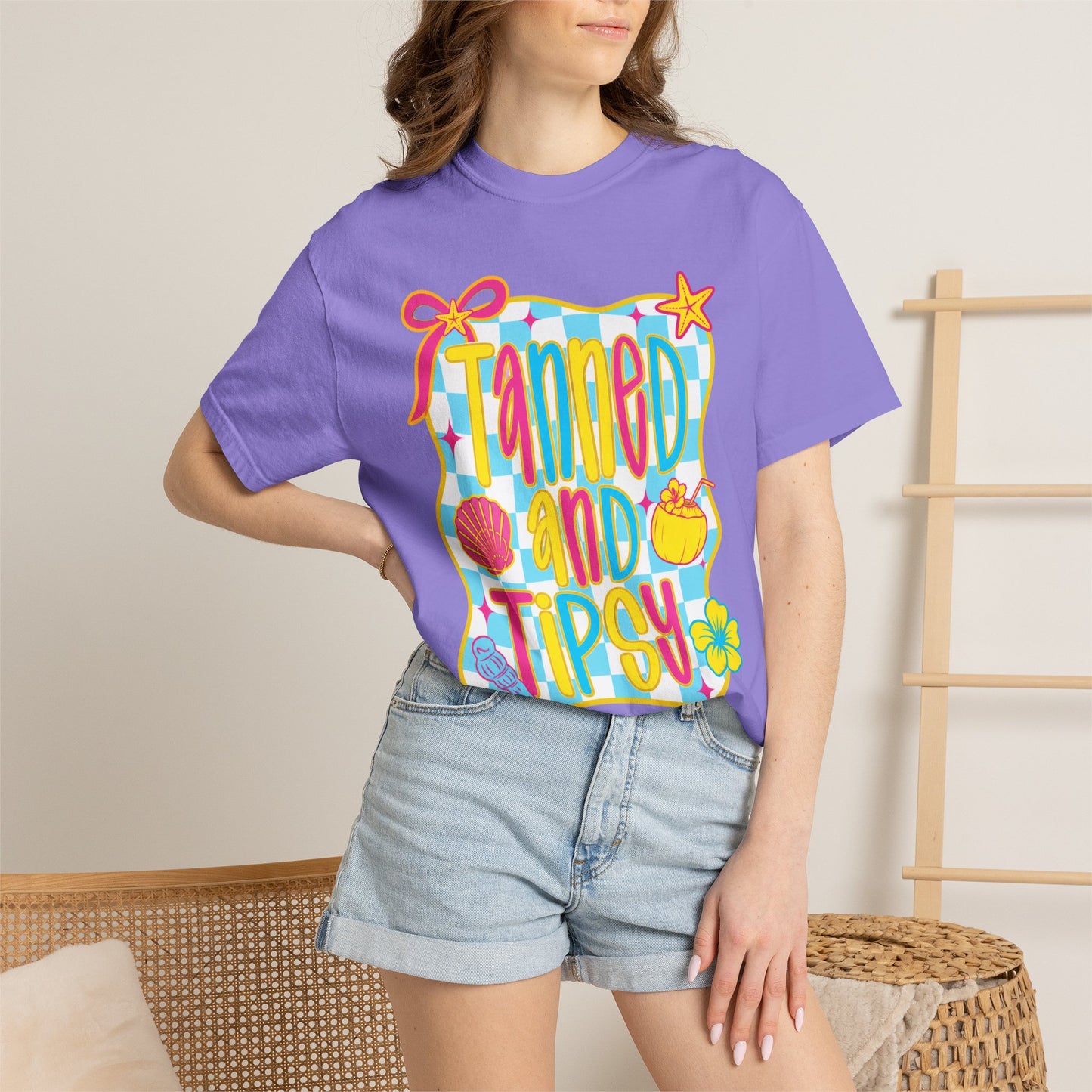 Tanned and Tipsy Shirt • Beach Vacation Graphic Tee • Summer Beach Girl Shirt • Tropical Summer Outfit