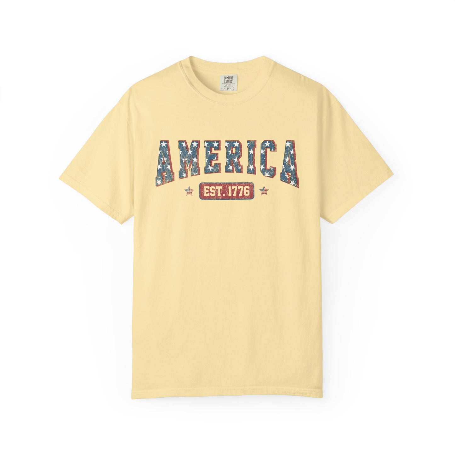 America Est 1776 T-Shirt • Vintage Patriotic Graphic Tee • Red White Blue Fourth of July Shirt