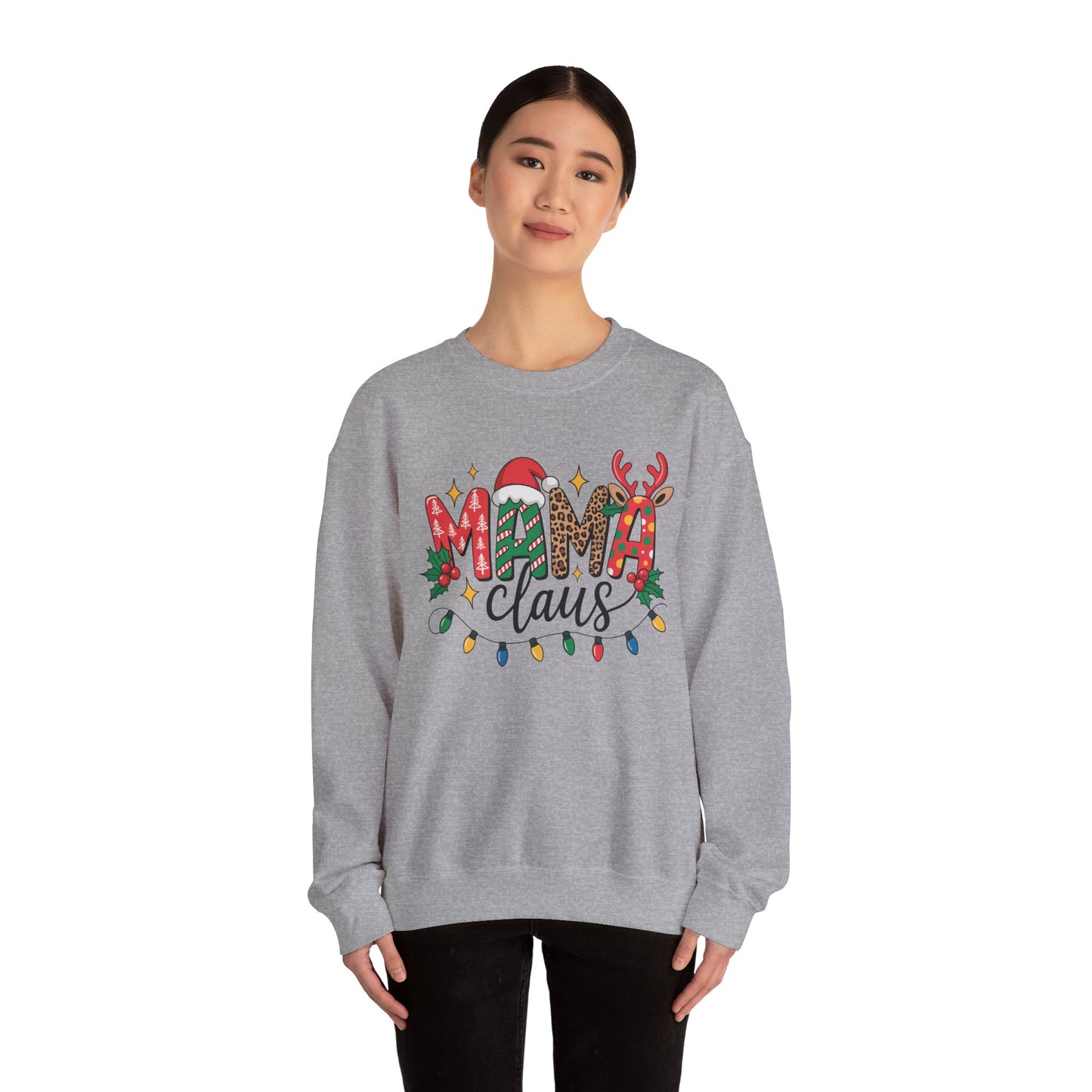 Festive Mama Claus Sweatshirt, Christmas Sweatshirt, Holiday Apparel, Gift for Mom, Cozy Crewneck