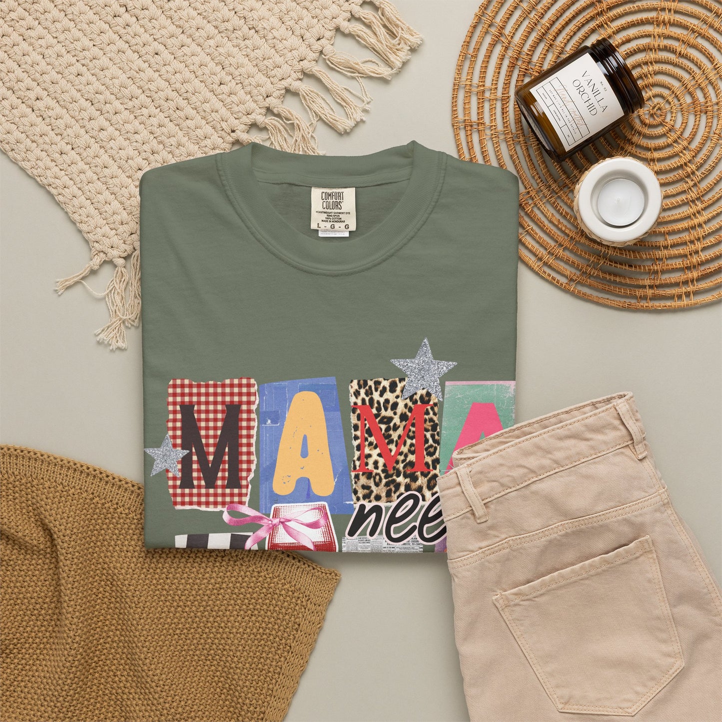 Mama Needs Wine Graphic Tee • Funny Mom Shirt Women • Trendy Patchwork Mixed Print Leopard Gingham Tee • Mom Life Shirt