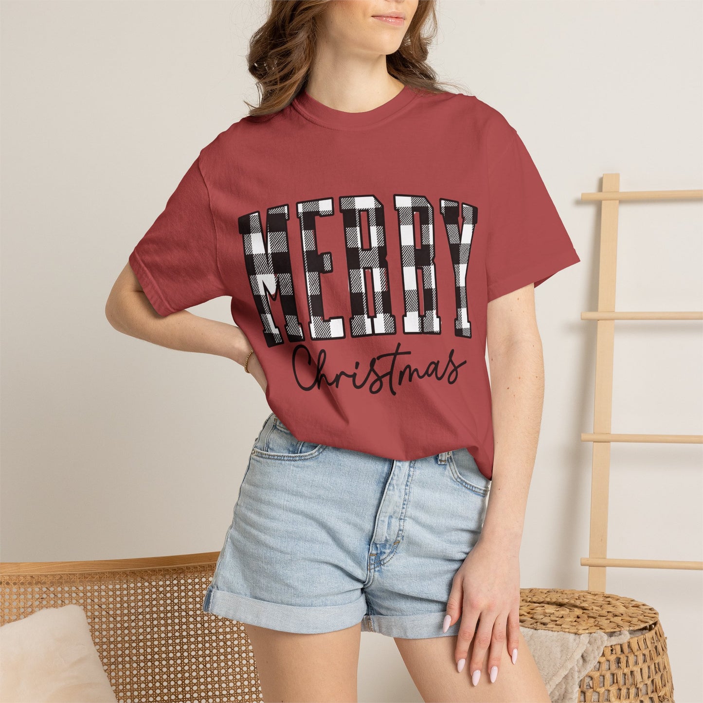 Merry Christmas Buffalo Plaid Tee
