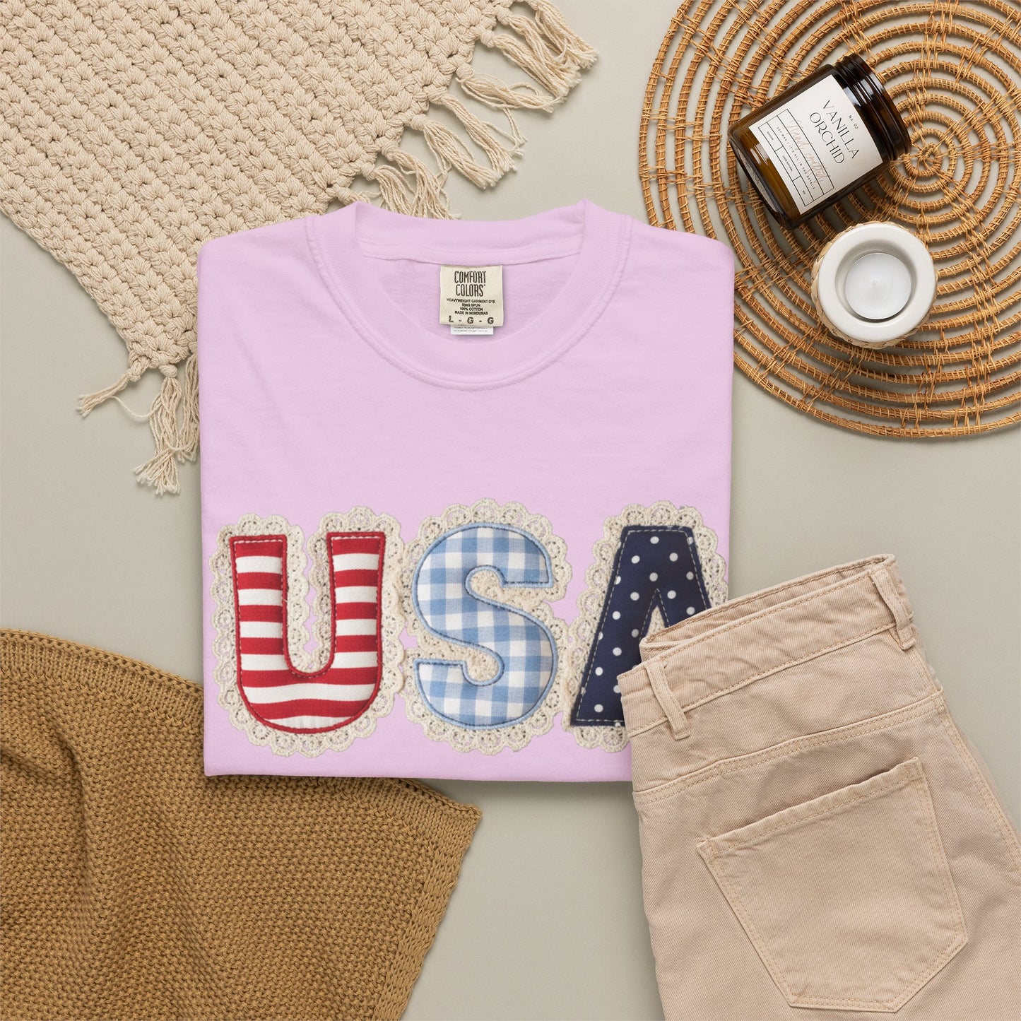 USA Patchwork Shirt • Preppy Patriotic Tee • Coquette Americana Top • Red White Blue Outfit Shirt