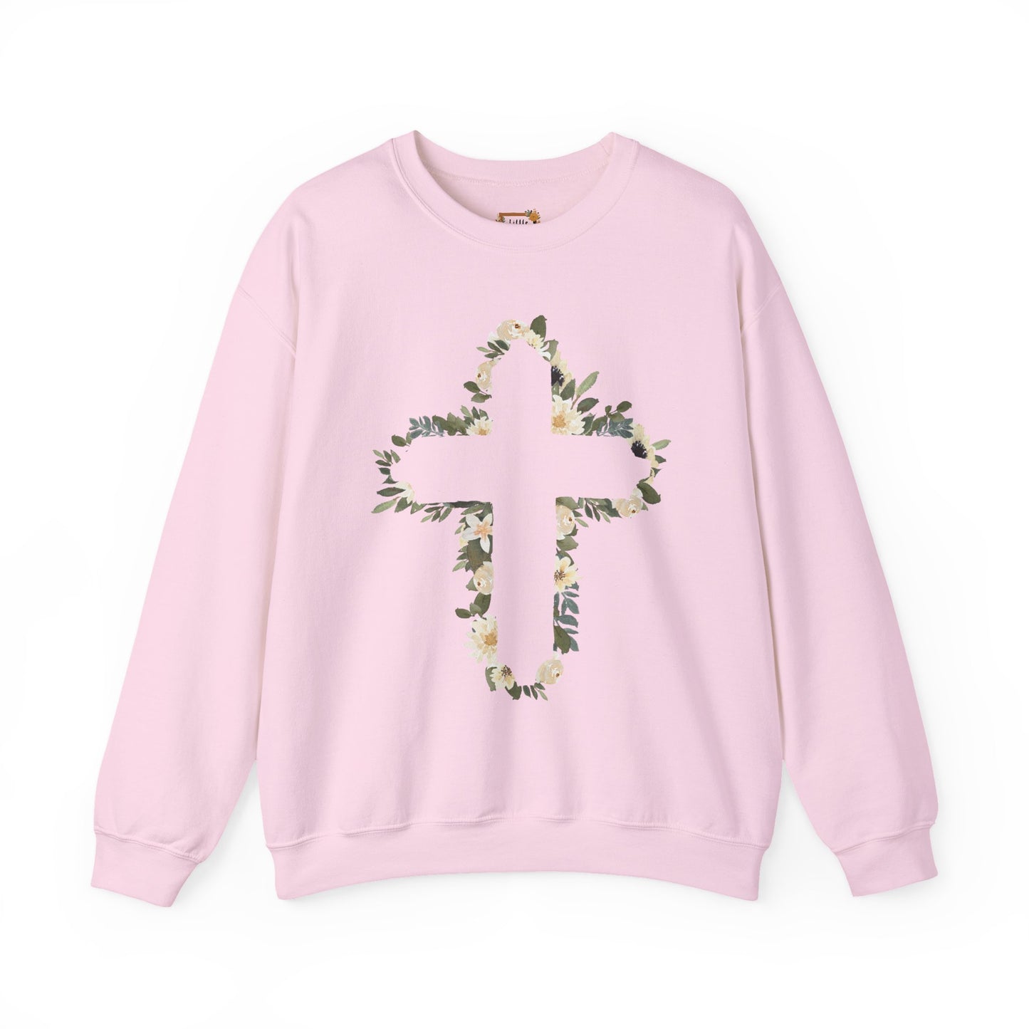 Floral Cross Crewneck Sweatshirt — Christian Faith Floral Pullover