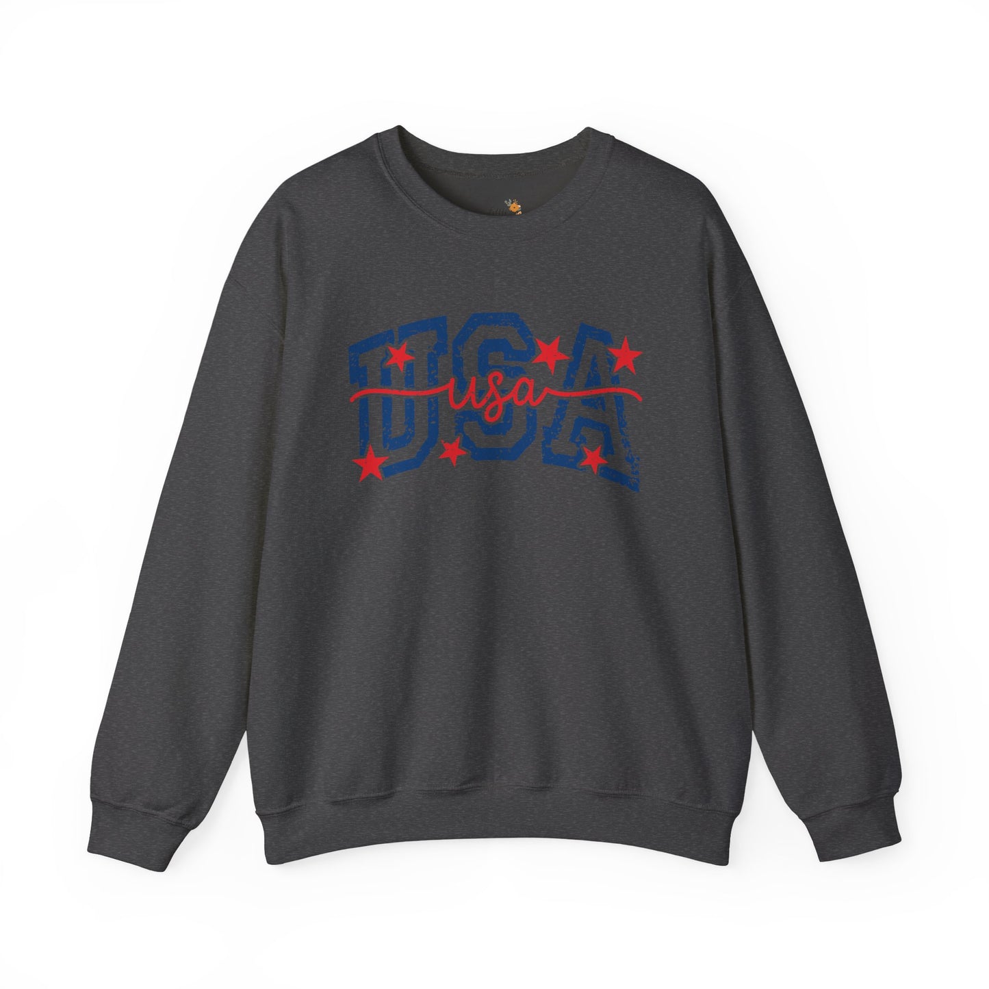 Copy of Feux Laced USA Patchwork Sweatshirt • Preppy Patriotic Crewneck • Coquette Americana Sweatshirt • Red White Blue Mama Style