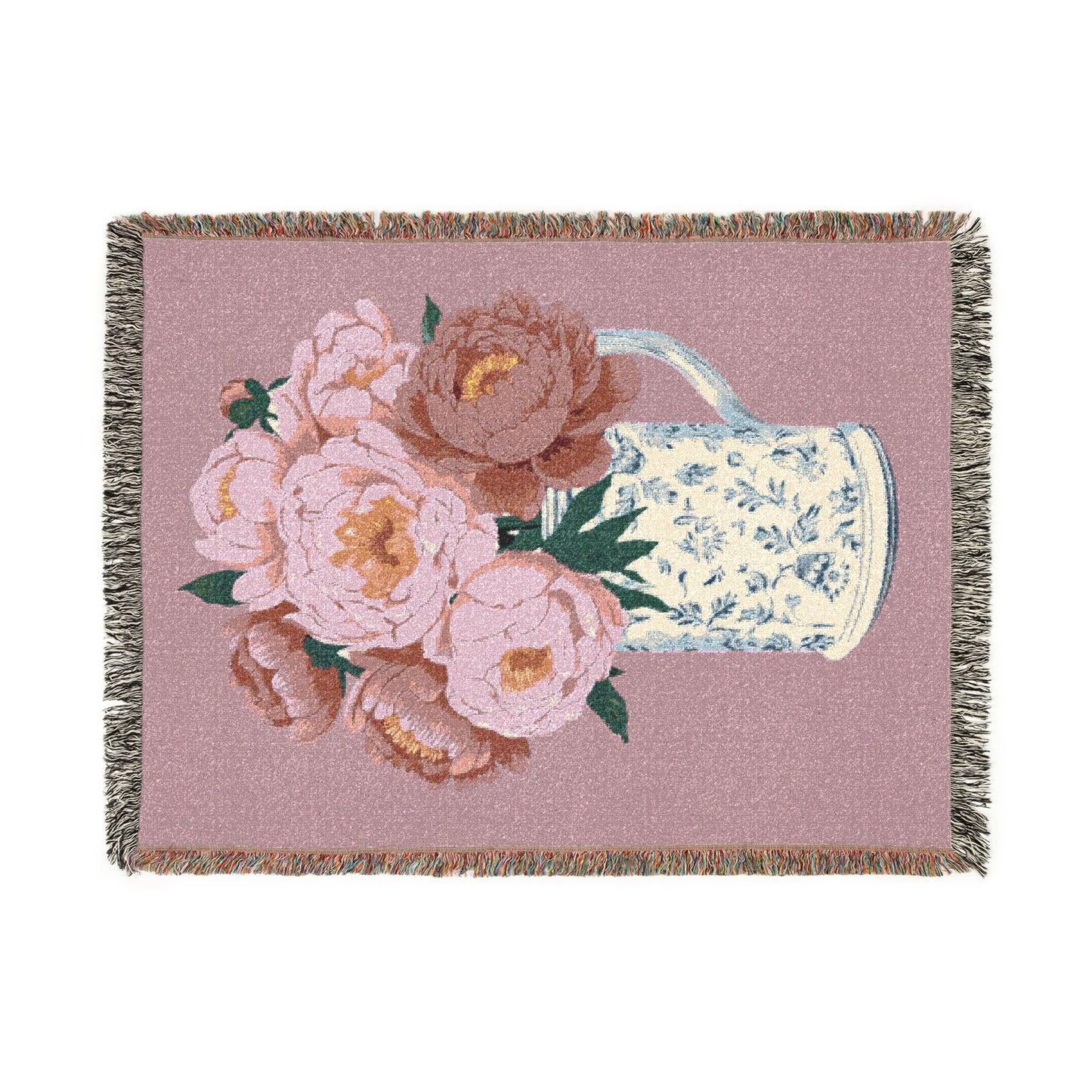 Peony Woven Blanket — Floral Cozy Throw for Living Room & Bedroom