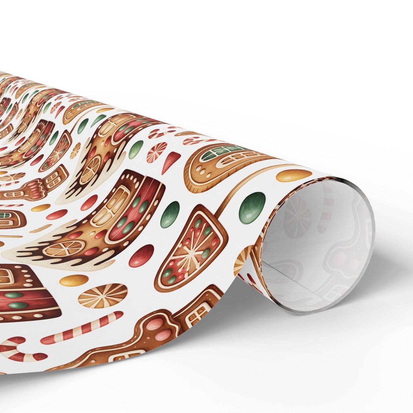 Gingerbread House Wrapping Paper | Candy Cane Cookie Pattern | Cozy Christmas Gift Wrap | Sweet Holiday Home Decor