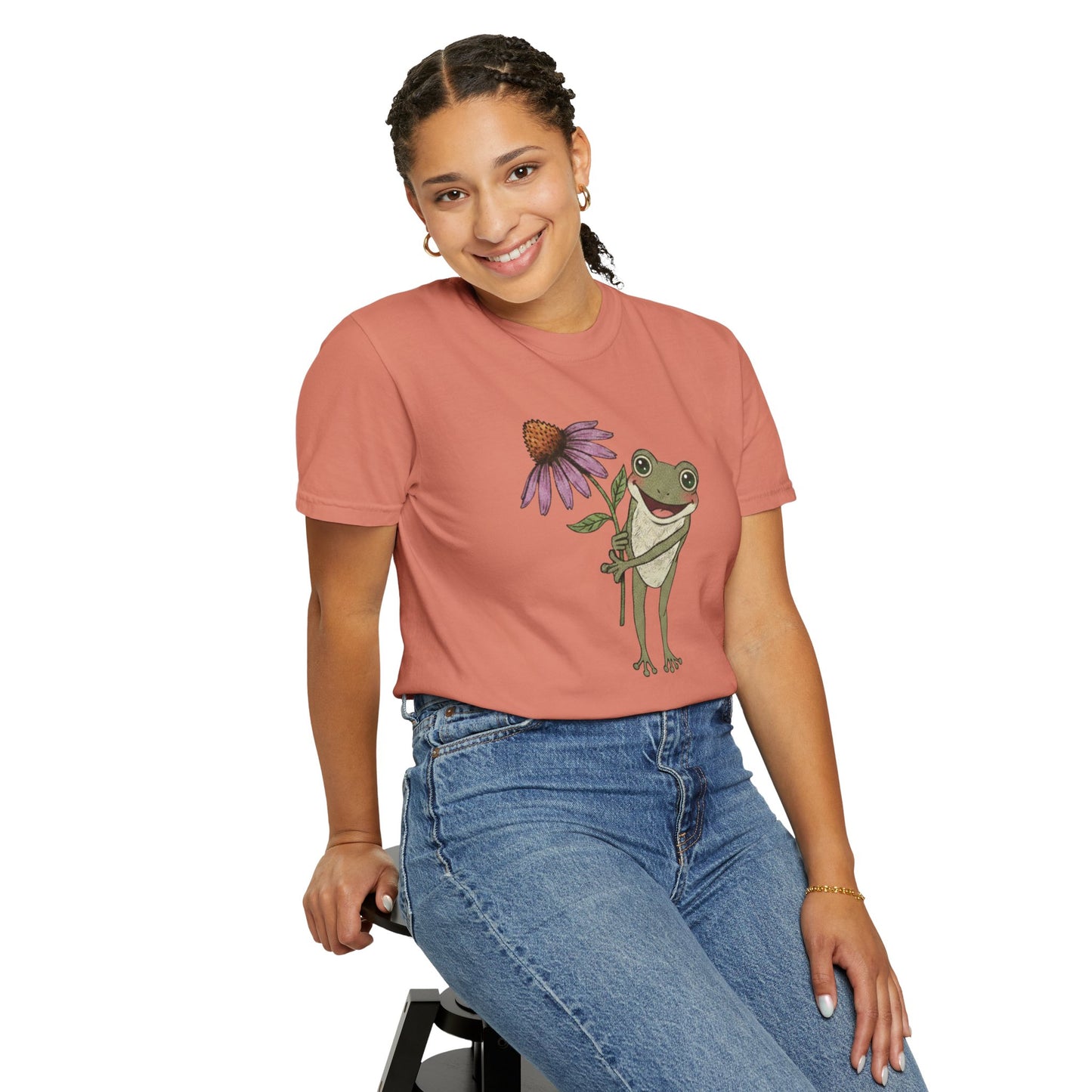 Spring Cottage Frog Tee • Whimsical Garden Wildflower T-shirt • Cottagecore Floral Tshirt