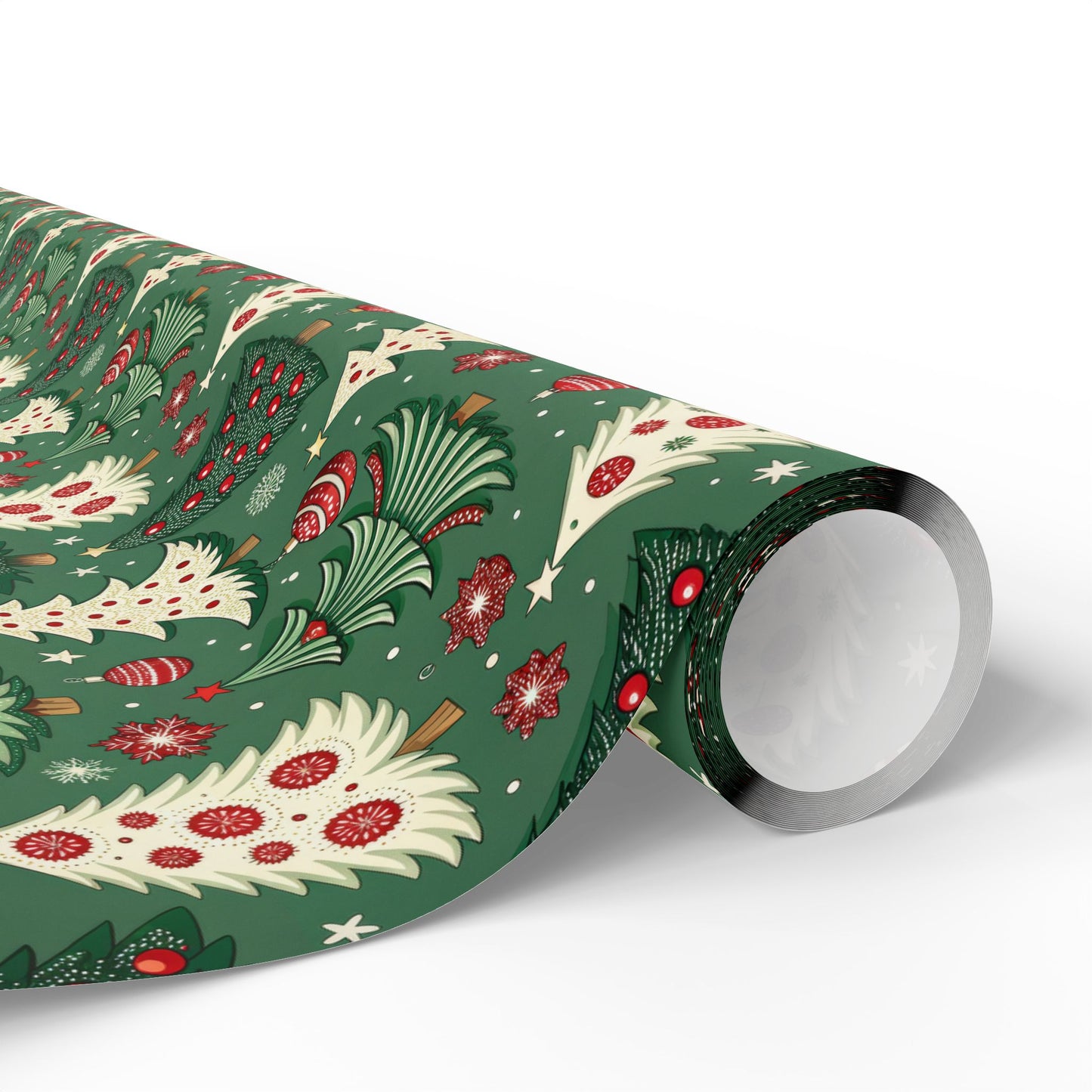 Christmas Tree Wrapping Paper & Blanket | Red Green Holiday Pattern | Festive Ornaments & Snowflakes | Cozy Christmas Gift Wrap & Decor