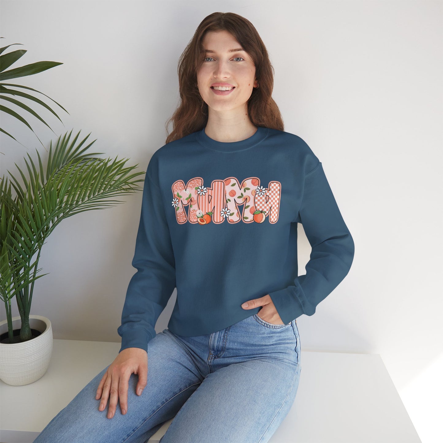 Peach Floral Mama Graphic Sweatshirt • Spring Mama Crewneck • Soft Girly Mom Pullover • Floral Boutique Style Outfit