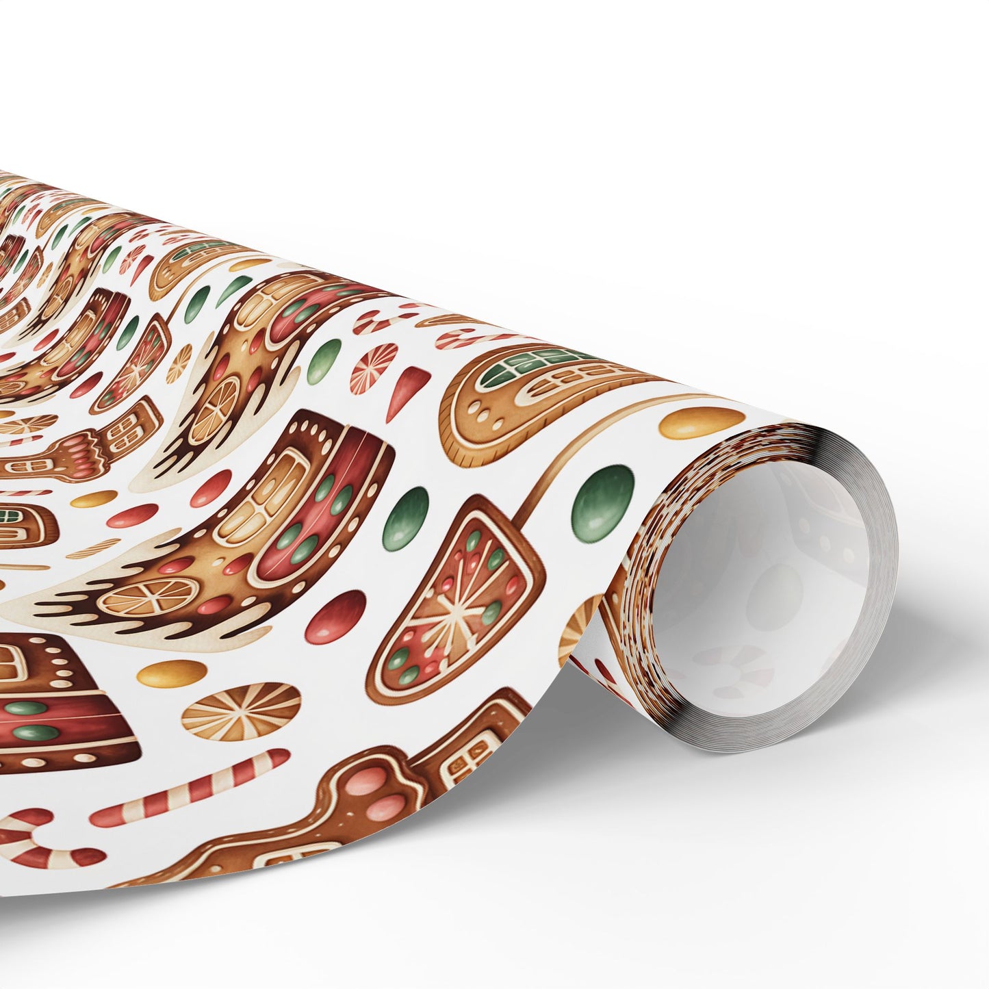 Gingerbread House Wrapping Paper | Candy Cane Cookie Pattern | Cozy Christmas Gift Wrap | Sweet Holiday Home Decor