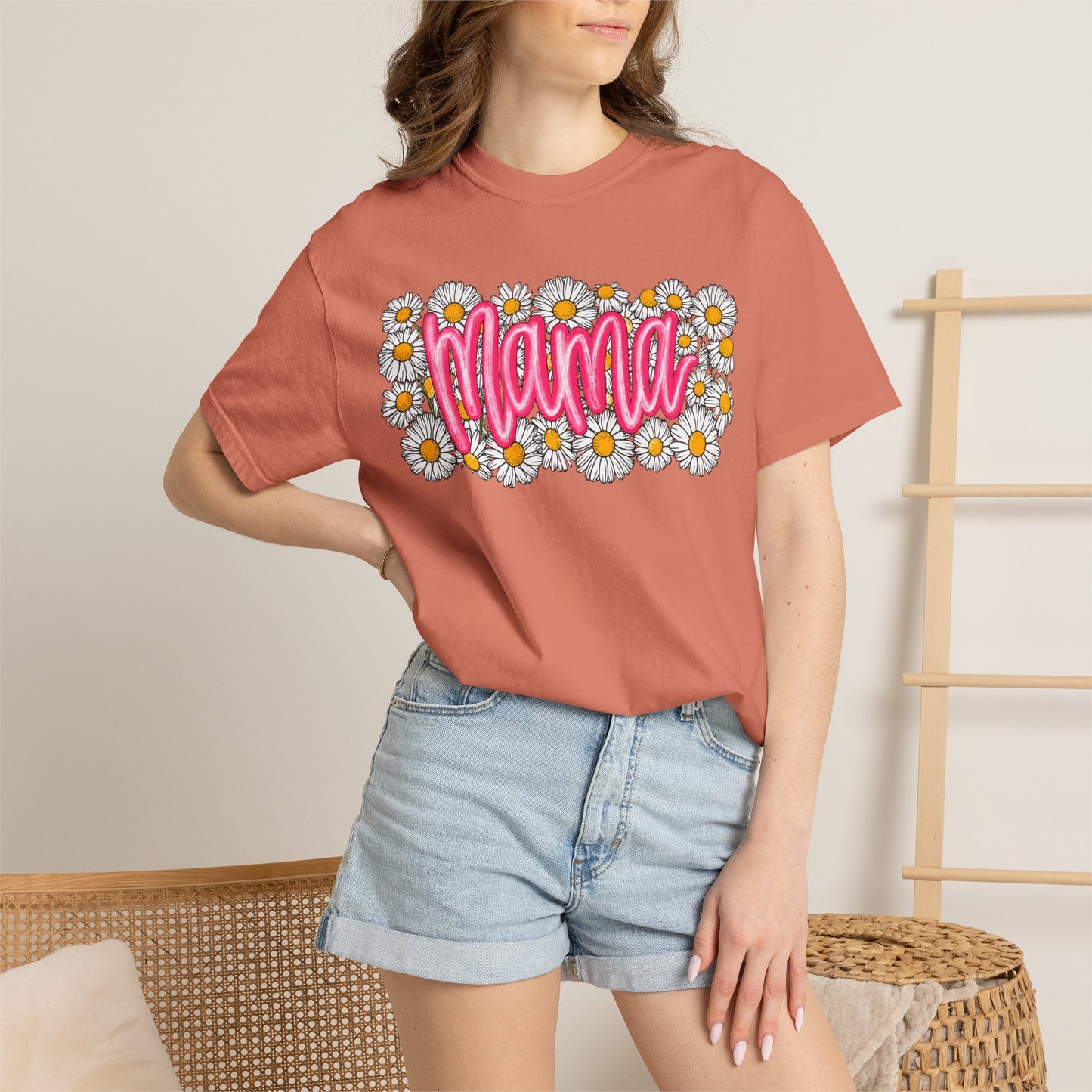 Pink Daisy Mama Shirt • Floral Mama Tee • Spring Mama Graphic Shirt • Cute Feminine Motherhood Outfit