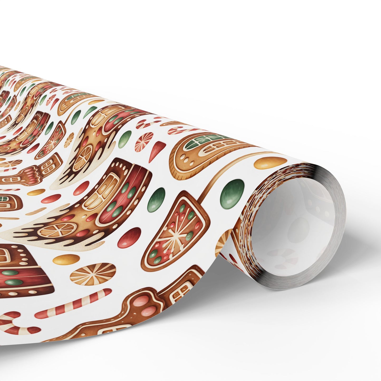 Gingerbread House Wrapping Paper | Candy Cane Cookie Pattern | Cozy Christmas Gift Wrap | Sweet Holiday Home Decor