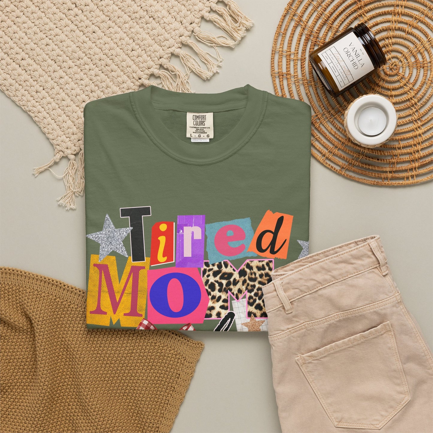 Tired Moms Club Shirt Women • Funny Mom Shirt • Trendy Patchwork Leopard Gingham Graphic Tee • Relatable Mom Outfit