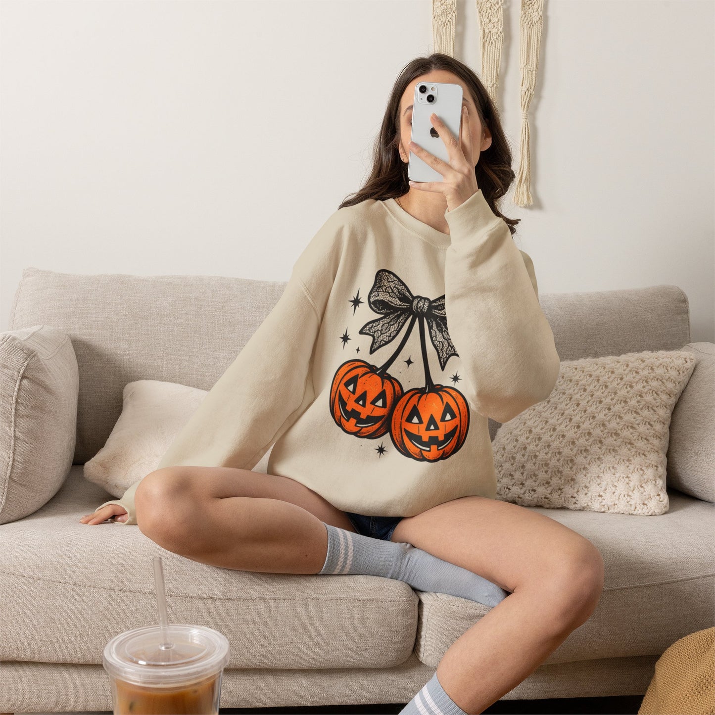 Halloween Pumpkin Pair Crewneck Sweatshirt