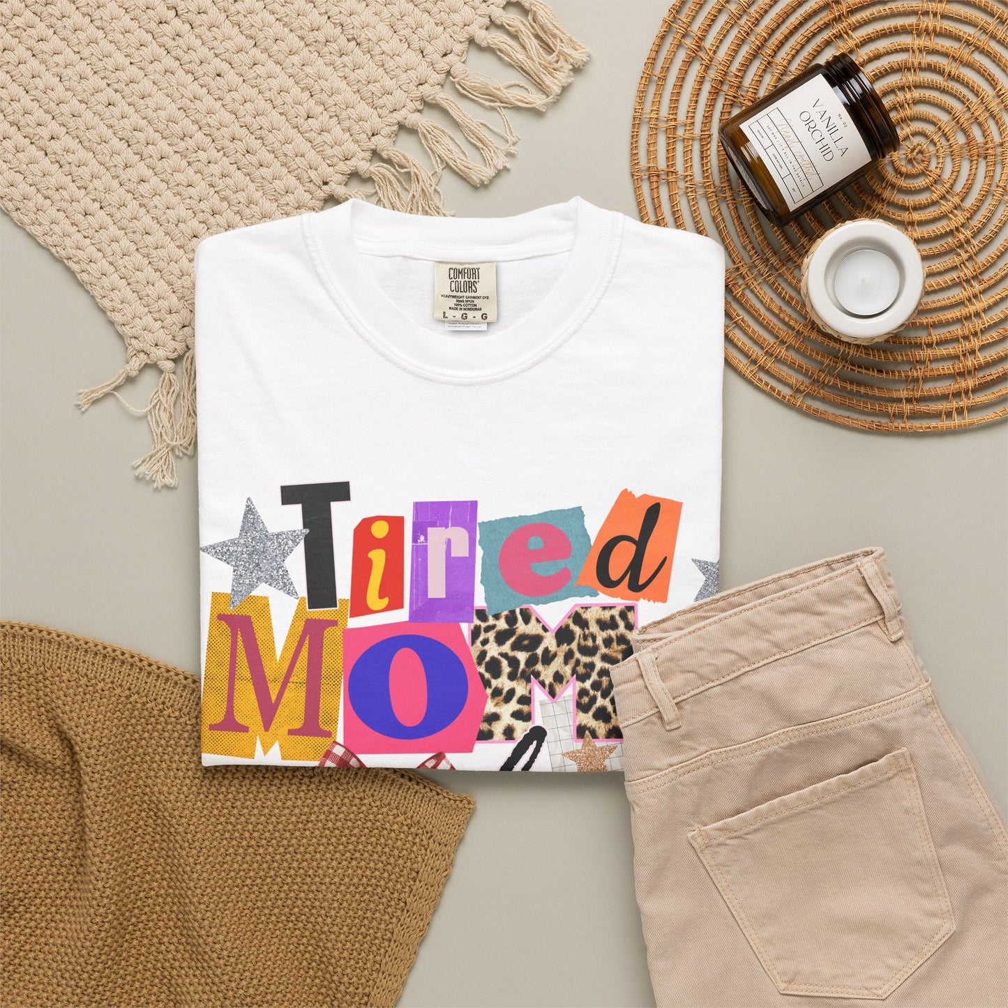 Tired Moms Club Shirt Women • Funny Mom Shirt • Trendy Patchwork Leopard Gingham Graphic Tee • Relatable Mom Outfit
