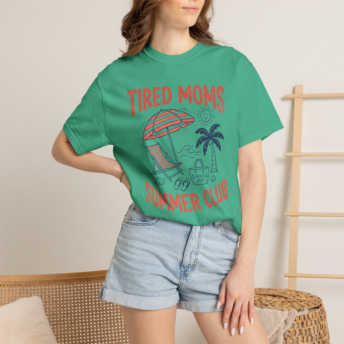 Tired Moms Summer Club Beach Graphic Tee • Summer Mom Shirt • Pool Day Mama Tee • Coastal Vacation Outfit