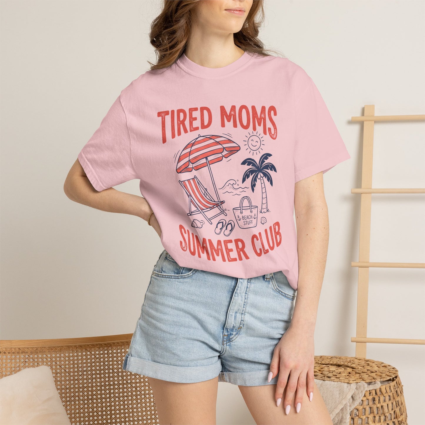 Tired Moms Summer Club Beach Graphic Tee • Summer Mom Shirt • Pool Day Mama Tee • Coastal Vacation Outfit