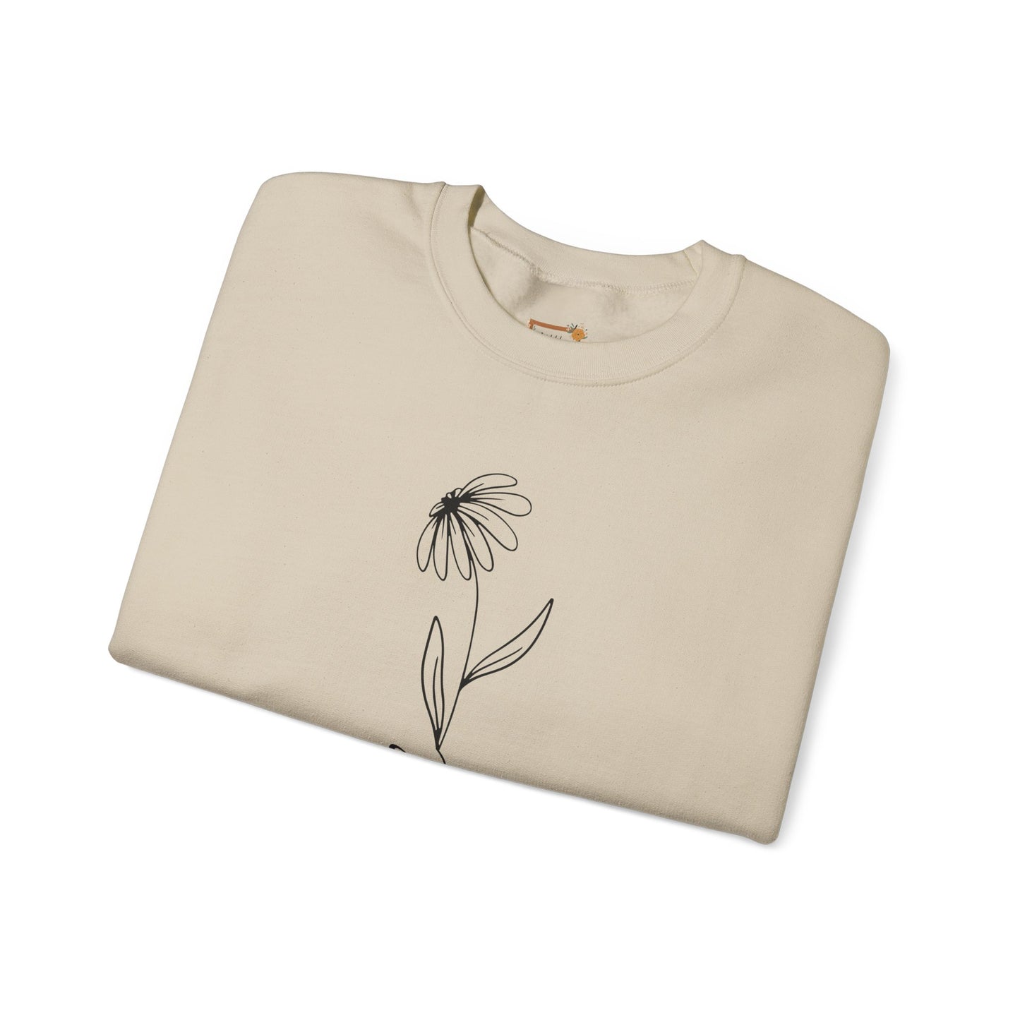 Daisy Faith Floral Sweatshirt | Minimal Line Flower Mama | Neutral Botanical Pullover | Soft Fleece Top
