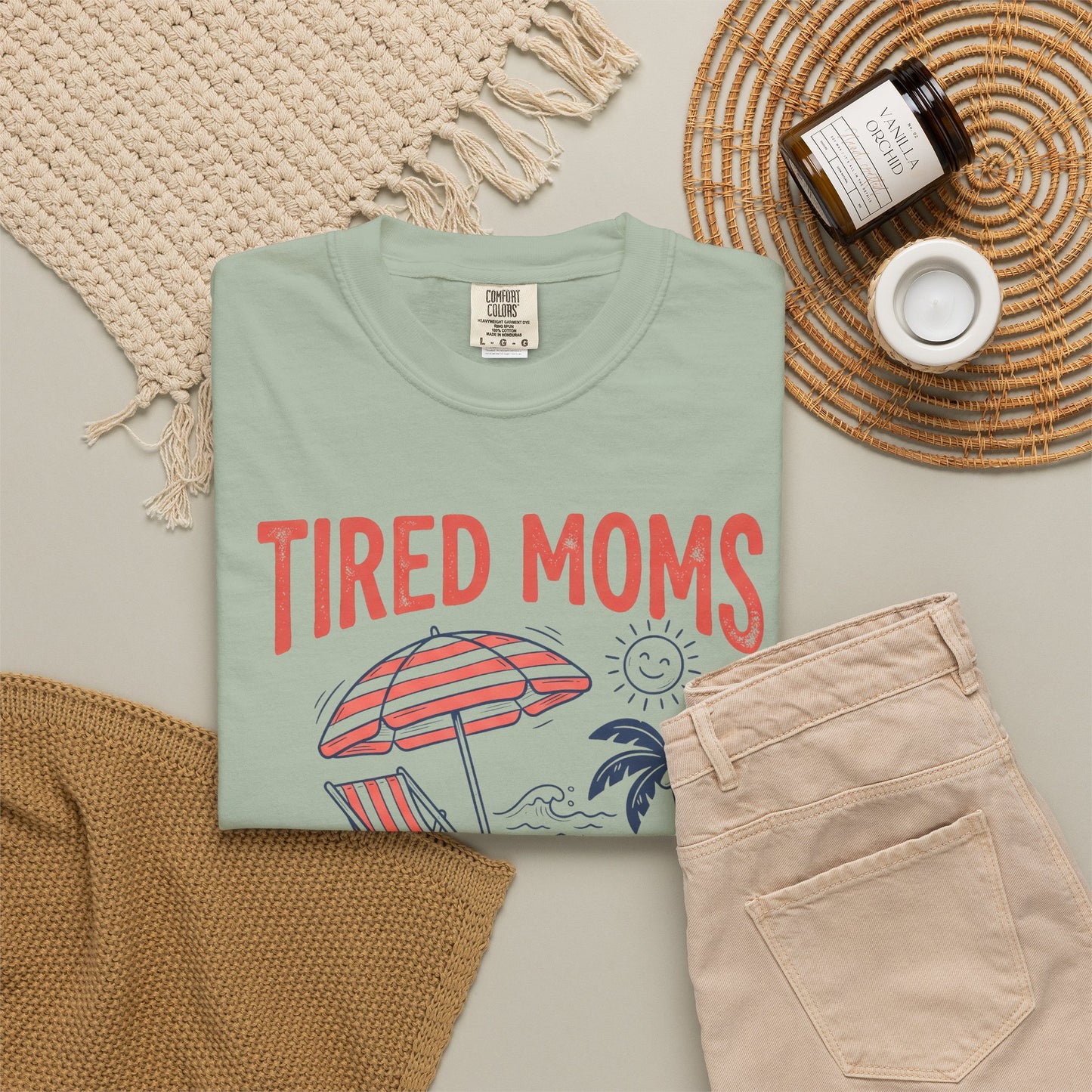 Tired Moms Summer Club Beach Graphic Tee • Summer Mom Shirt • Pool Day Mama Tee • Coastal Vacation Outfit