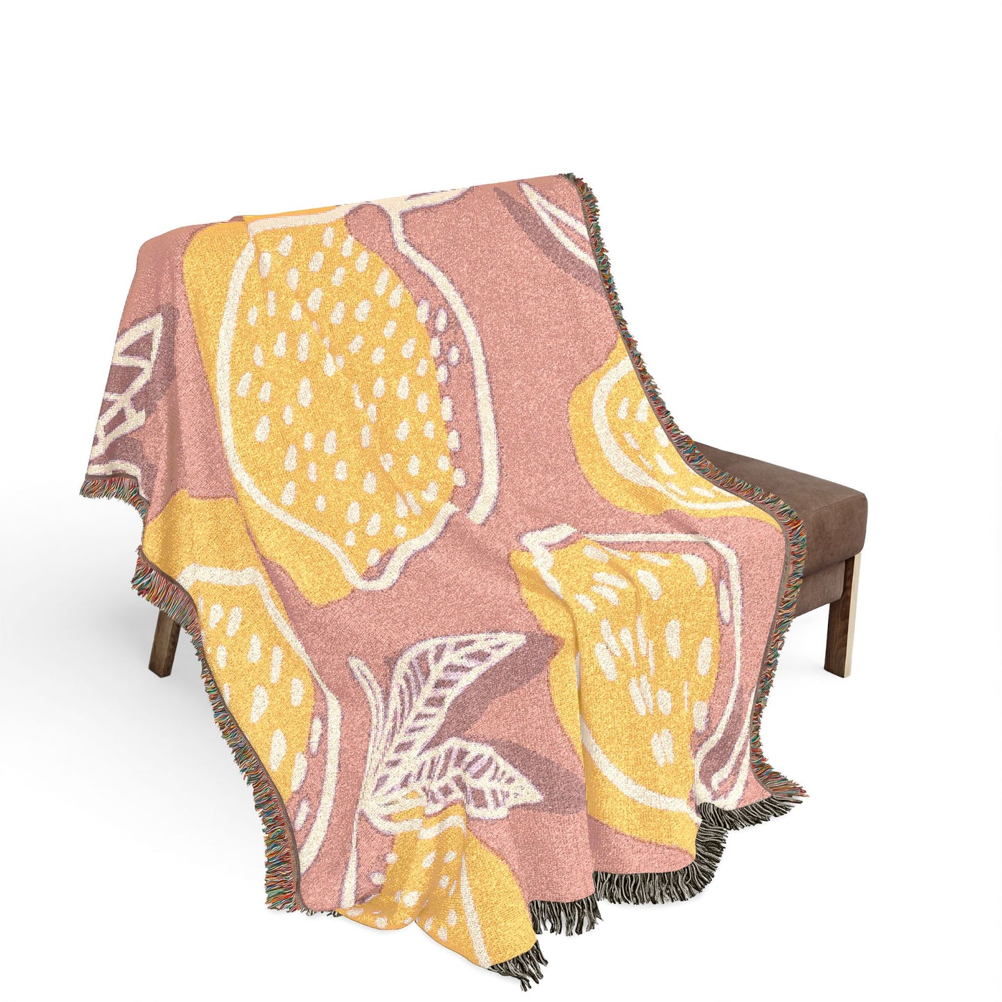 Pink & Yellow Lemon Woven Blanket