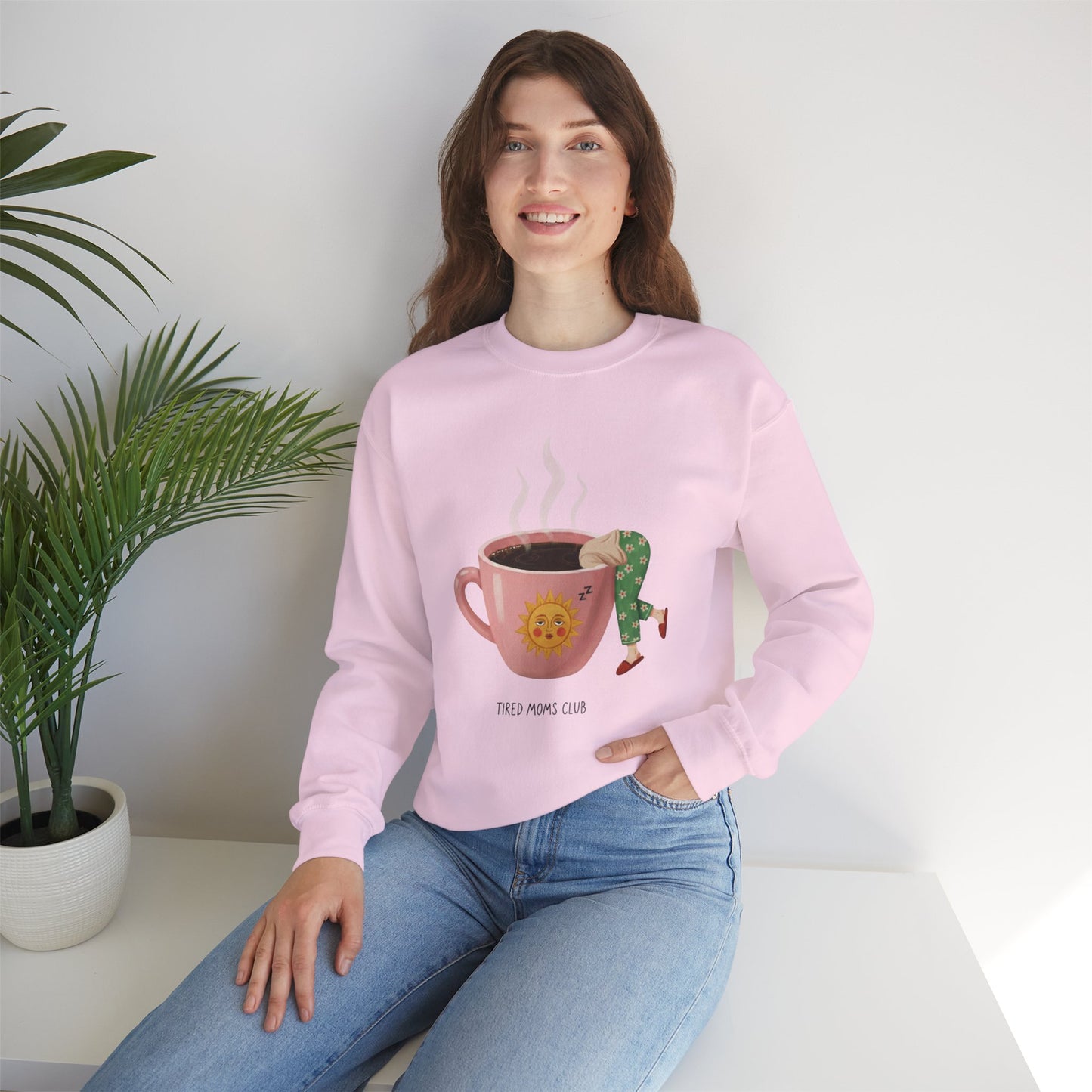 Tired Moms Club Coffee Sweatshirt • Funny Exhausted Mom Crewneck • Relatable Vintage Retro Overstimulated Motherhood