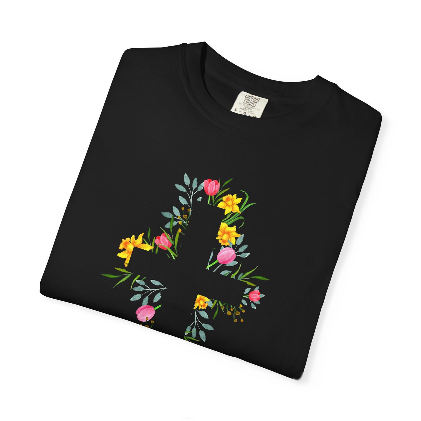 Floral Cross T-Shirt — Christian Faith Tee with Watercolor Flowers