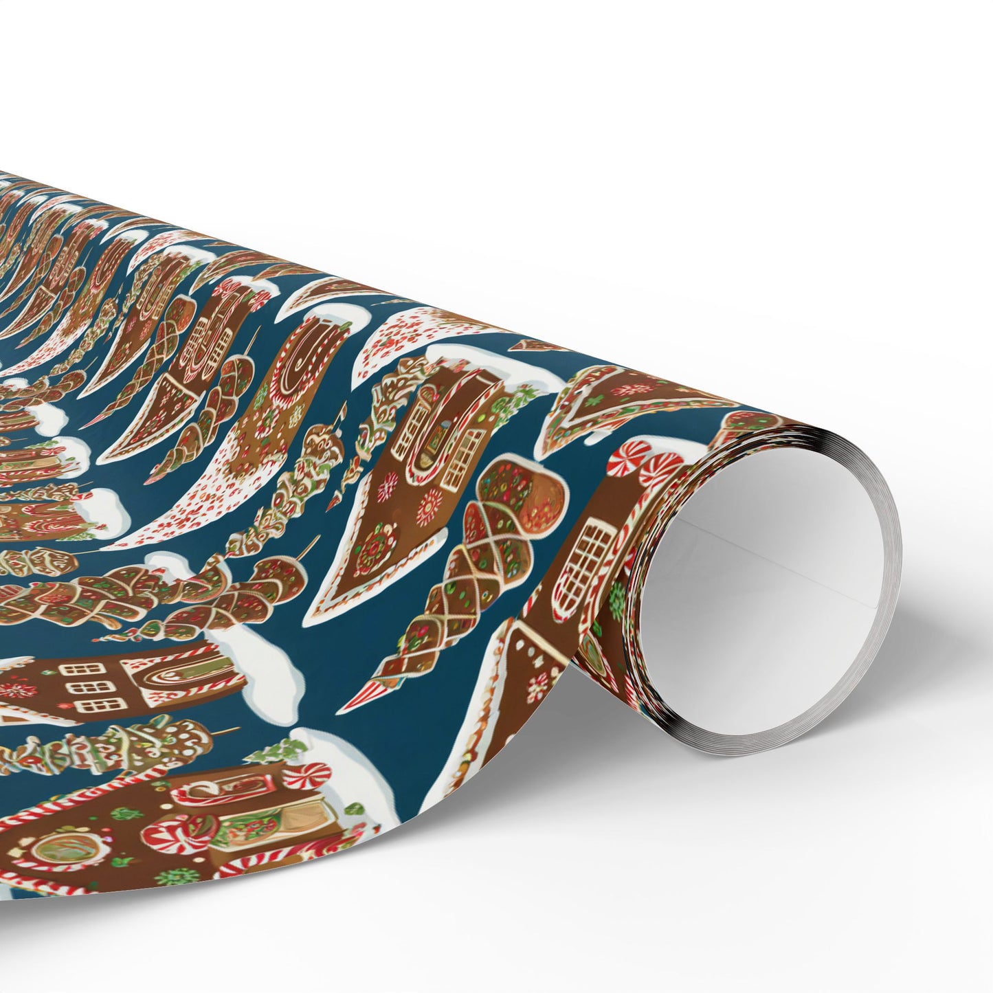 Navy Gingerbread Village Christmas Blanket & Wrapping Paper | Blue Winter Cookie House Pattern | Cozy Holiday Gift Wrap | Festive Home Decor