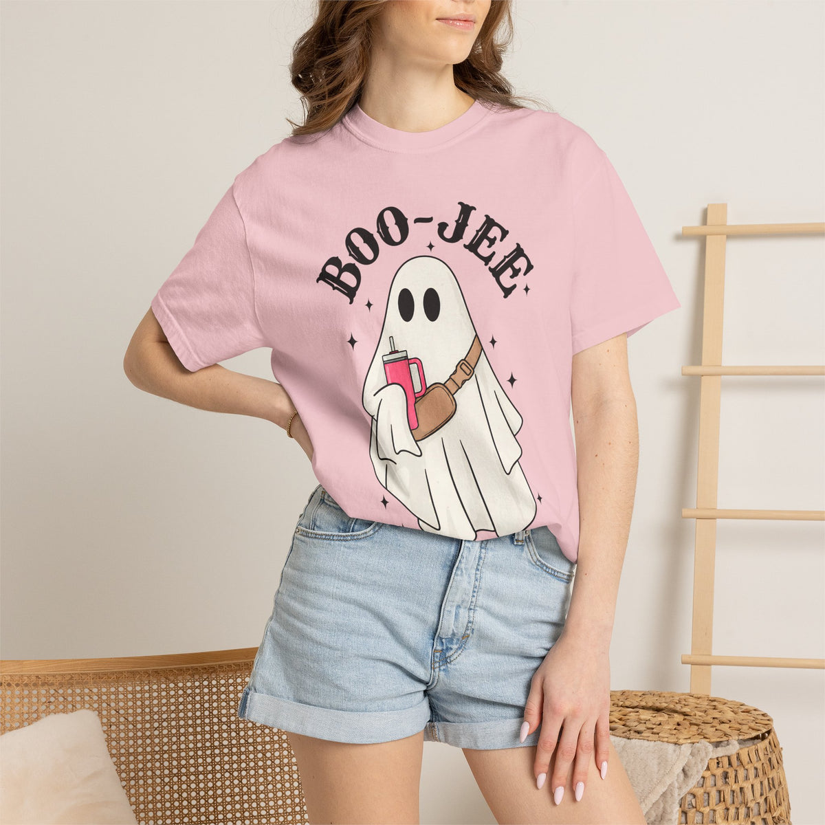 Boo Jee Ghost Shirt, Comfort Colors Halloween Tee, Cute Ghost Shirt, Girly Halloween Graphic Tee, Spooky Season Shirt