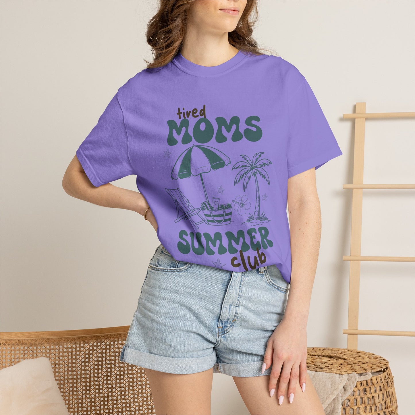 Tired Moms Summer Club Beach Mom Graphic Tee • Summer Vacation Shirt • Pool Day Mama Outfit • Coastal Summer Tee
